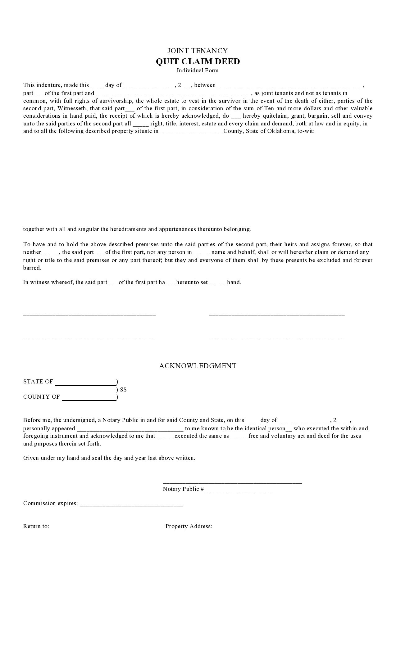 Free Nc Quit Claim Deed Form And Printable