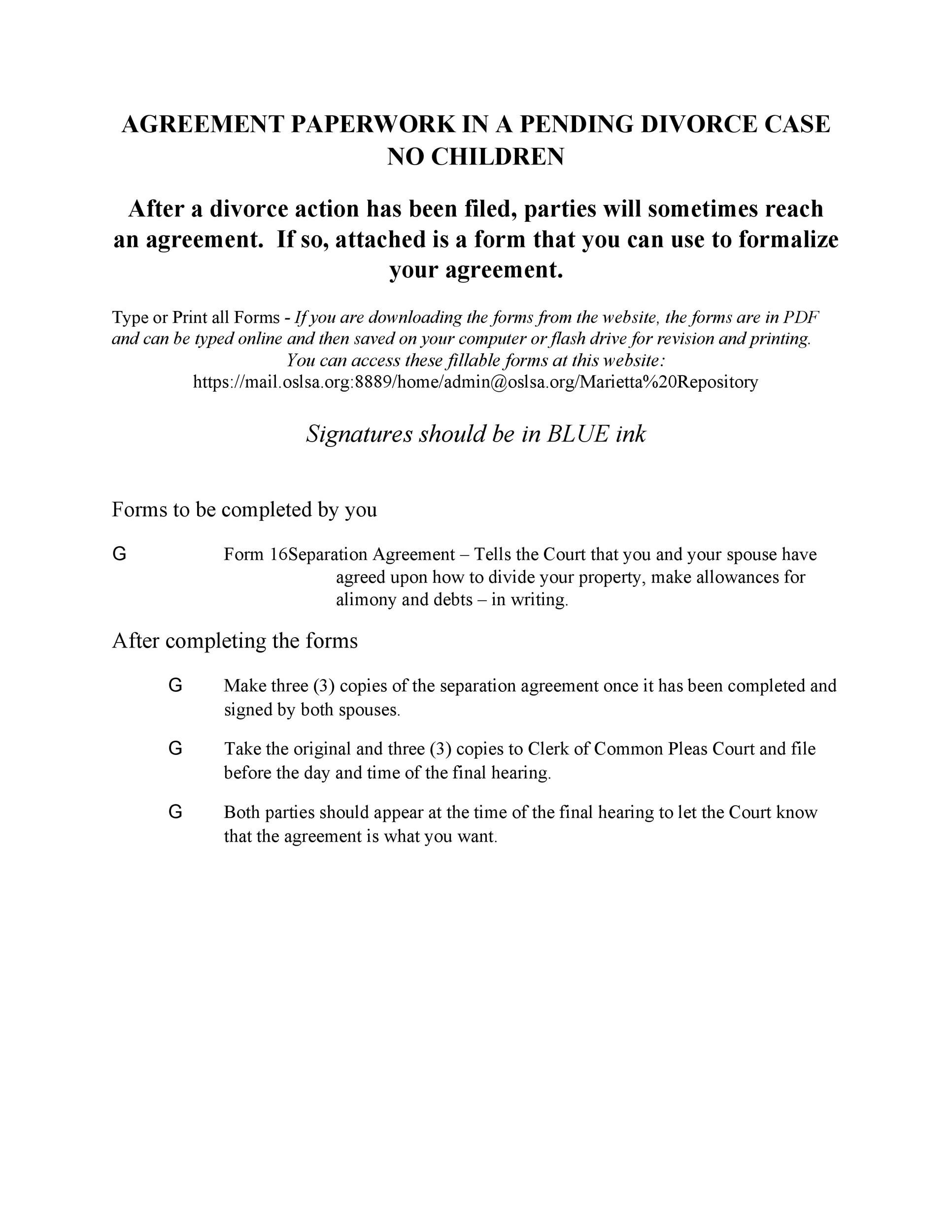 42 Printable Divorce Agreement Templates Word 