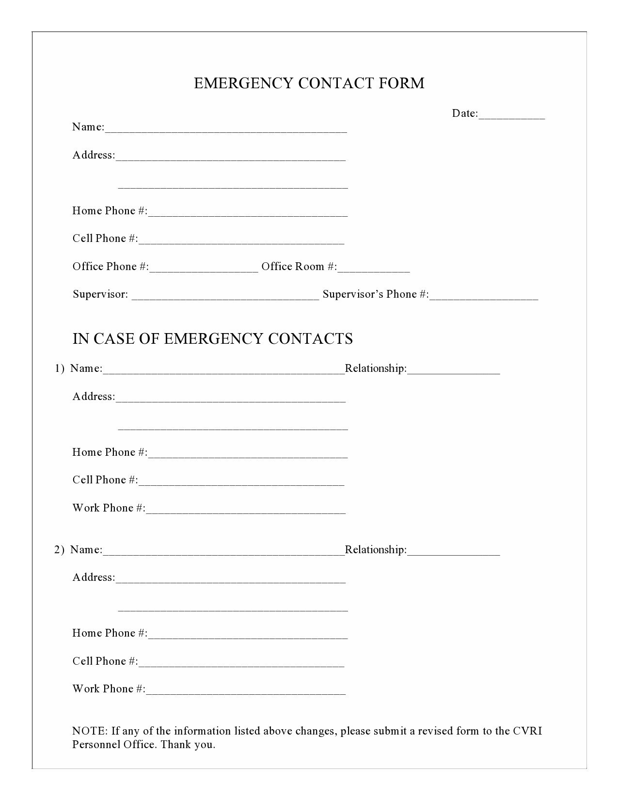 42 Printable Emergency Contact Forms 100 Free Worksheets Library