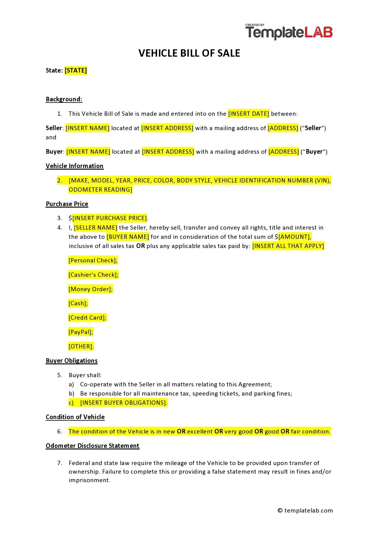 Free Printable Car Loan Agreement Form