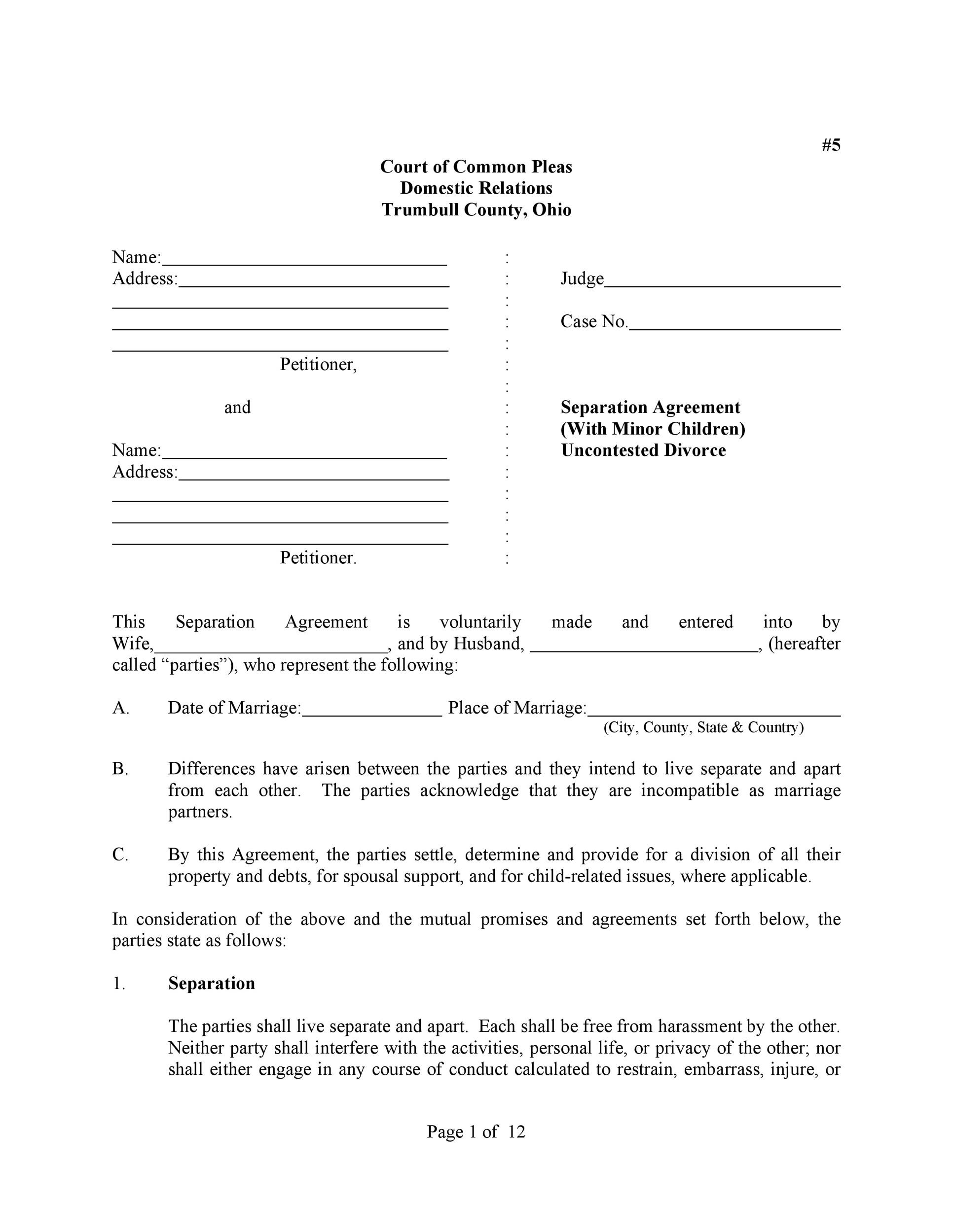 43 Best Separation Agreement Templates u0026 Separation Papers 