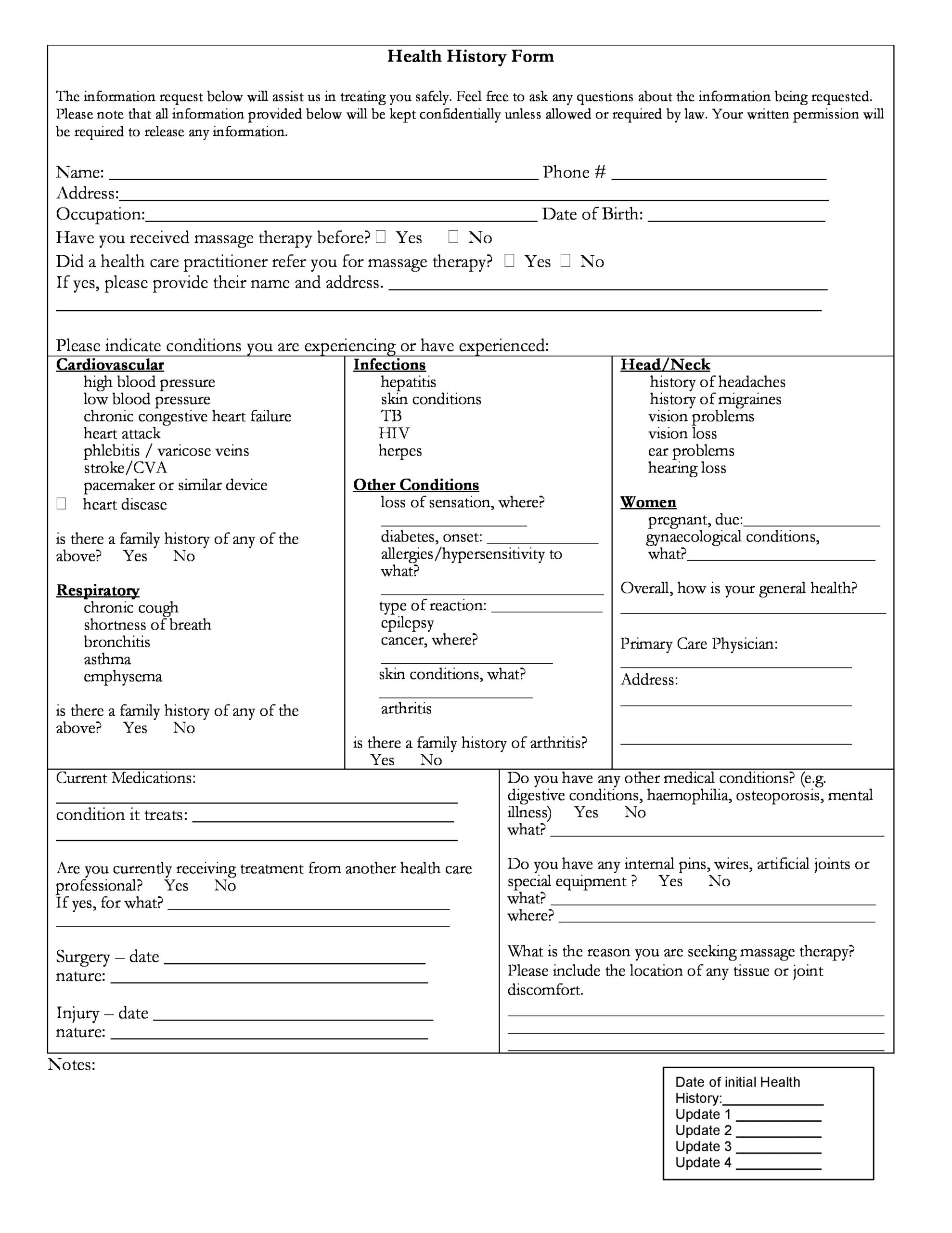 43 Medical Health History Forms PDF Word TemplateLab