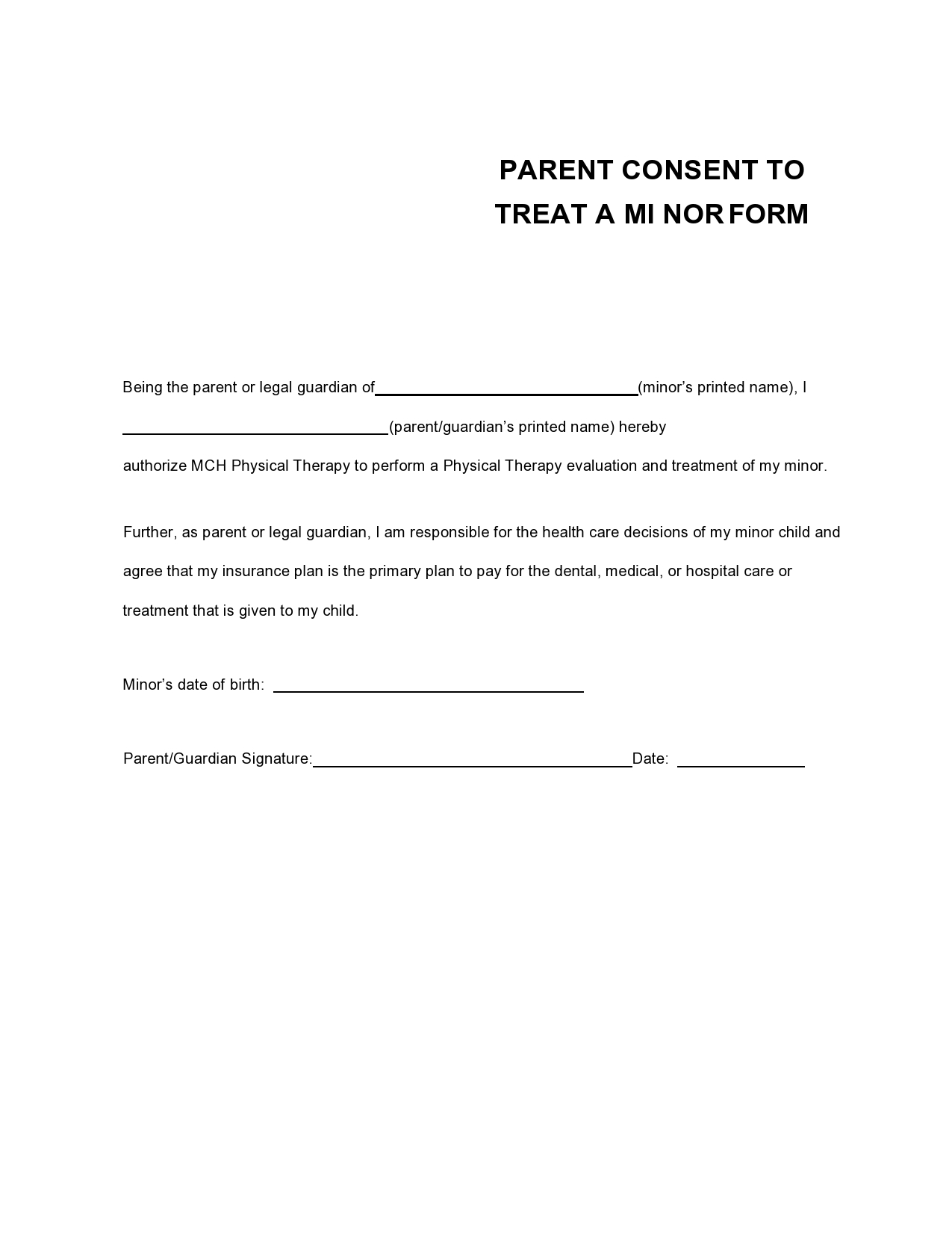 43 Printable Medical Consent Forms For Minor Free 