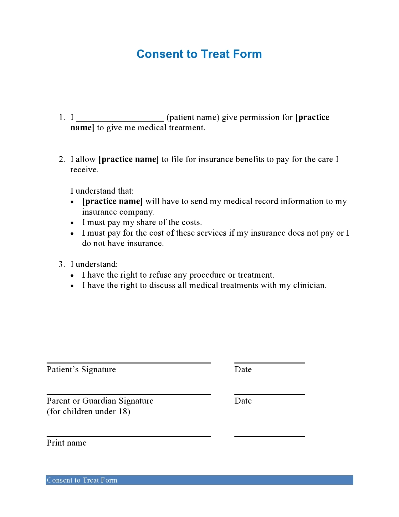 43 Printable Medical Consent Forms For Minor Free 