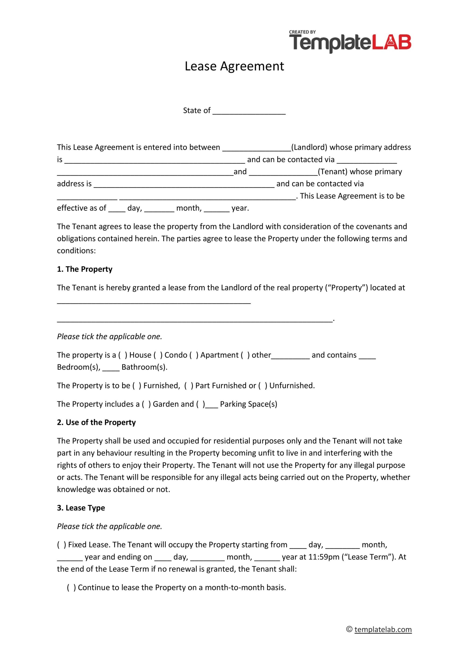 Free Printable Tenancy Agreement Form