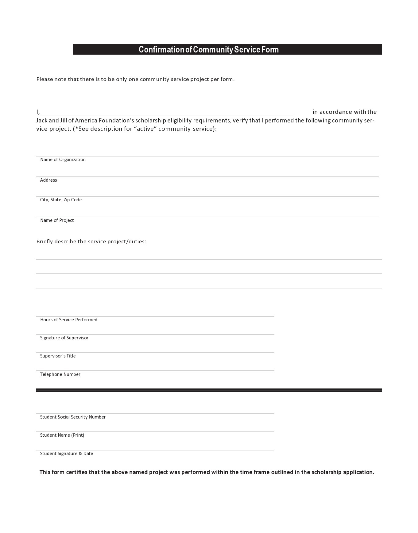 44 Printable Community Service Forms MS Word TemplateLab