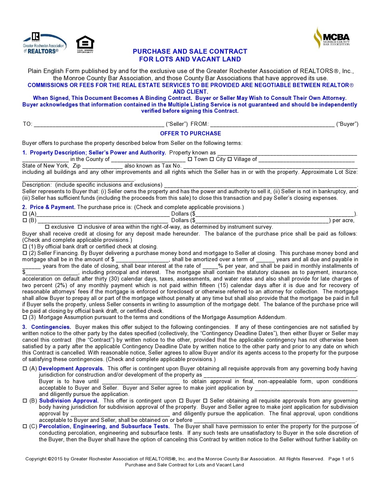 Free Printable Form For Land Sale