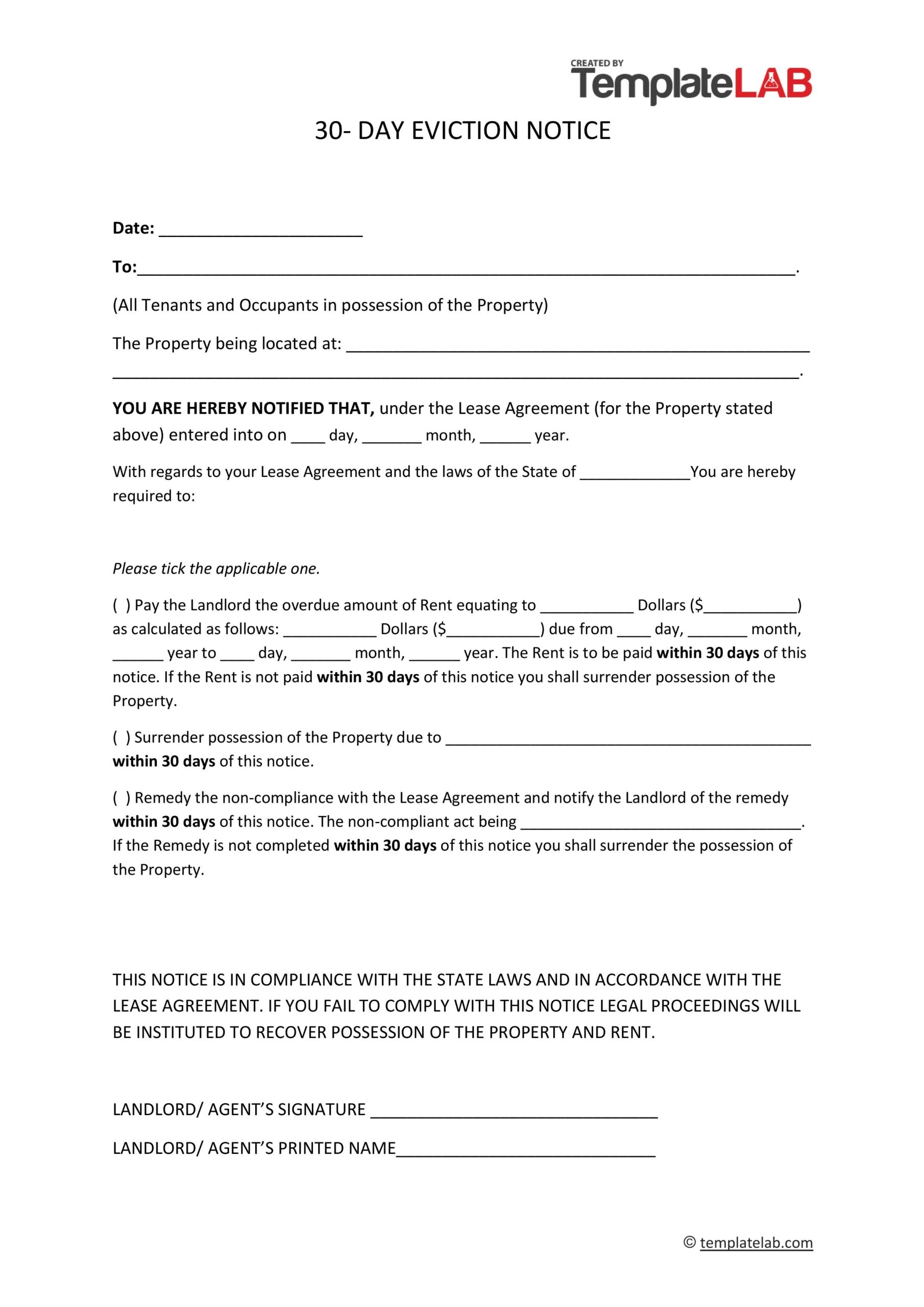 45 Free Eviction Notice Templates Word U0026 PDF TemplateLab