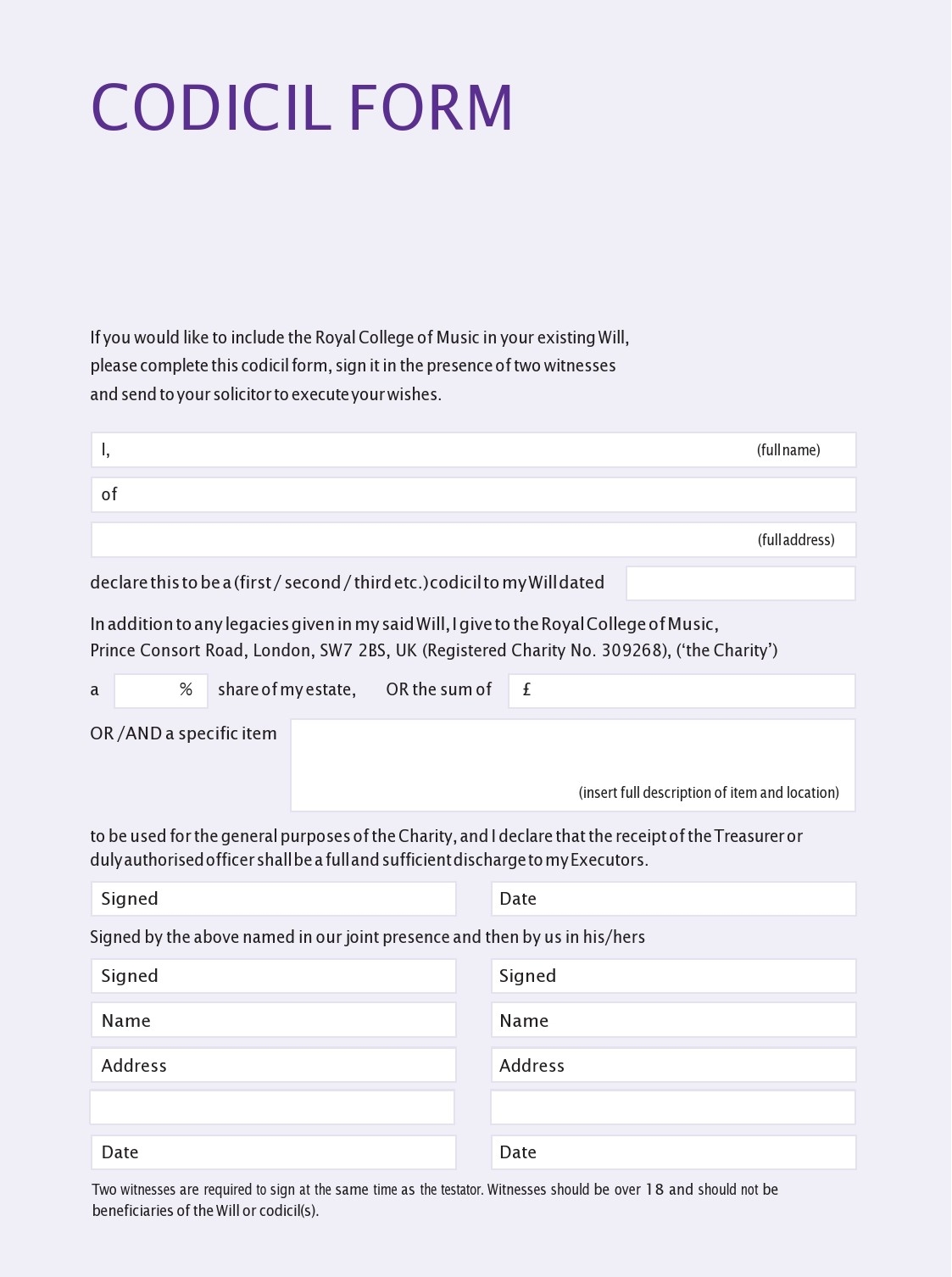 46 Free Codicil To Will Forms U0026 Templates TemplateLab