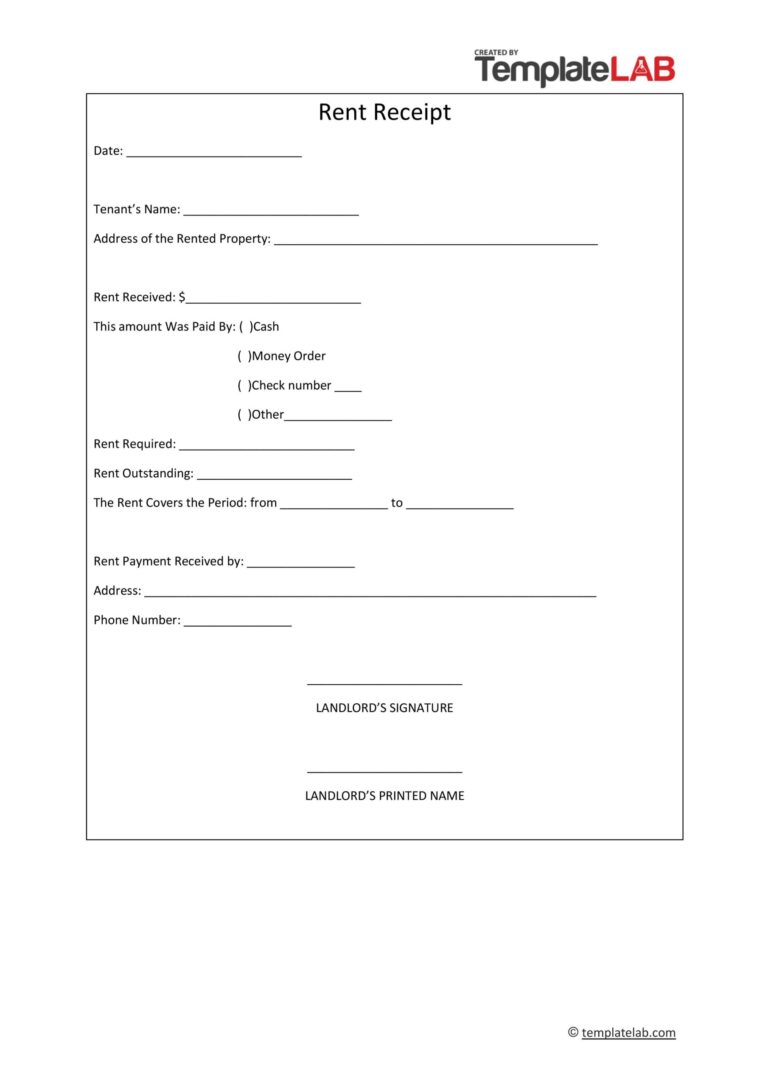 49 Printable Rent Receipts Free Templates TemplateLab
