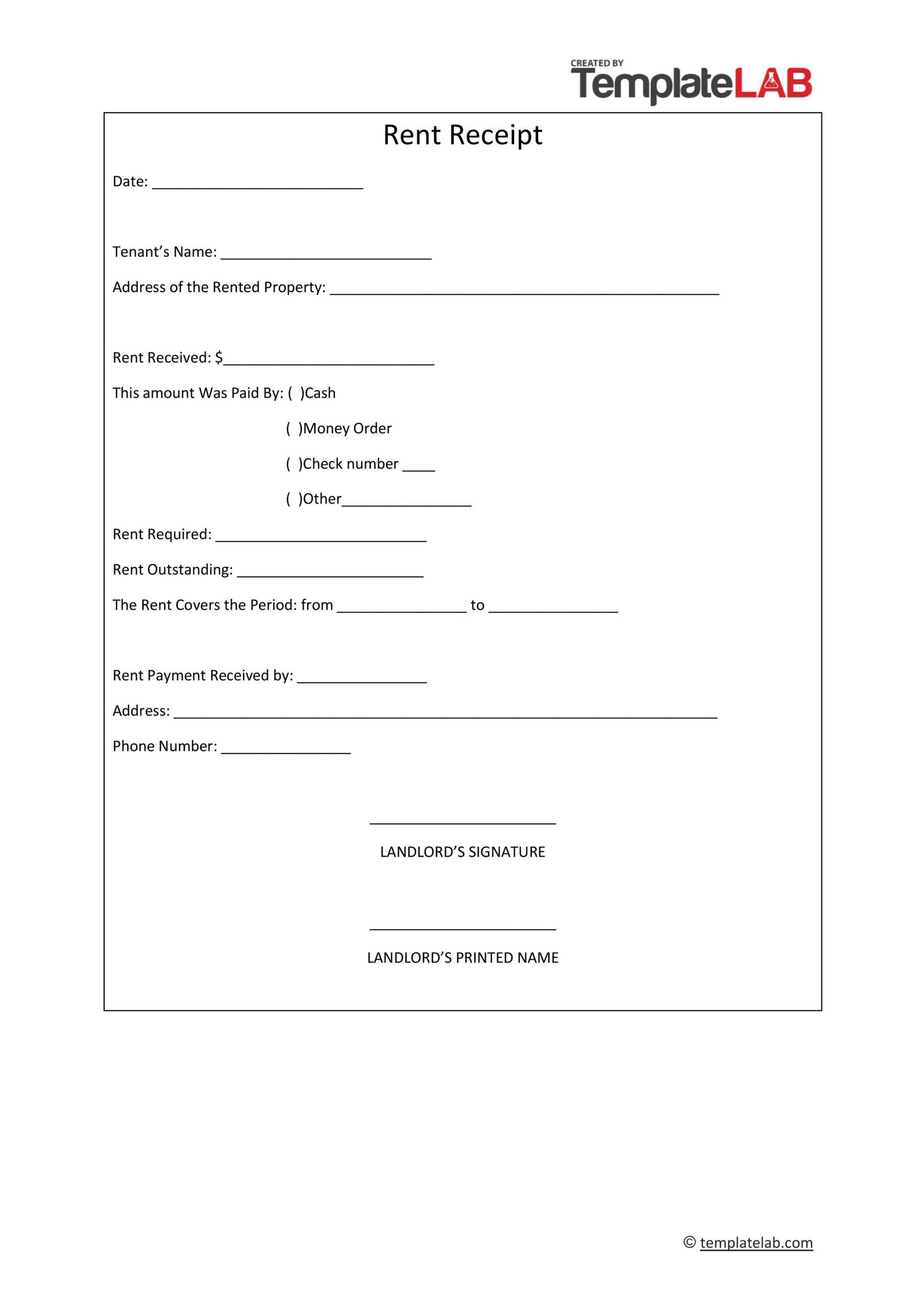 49 Printable Rent Receipts Free Templates TemplateLab