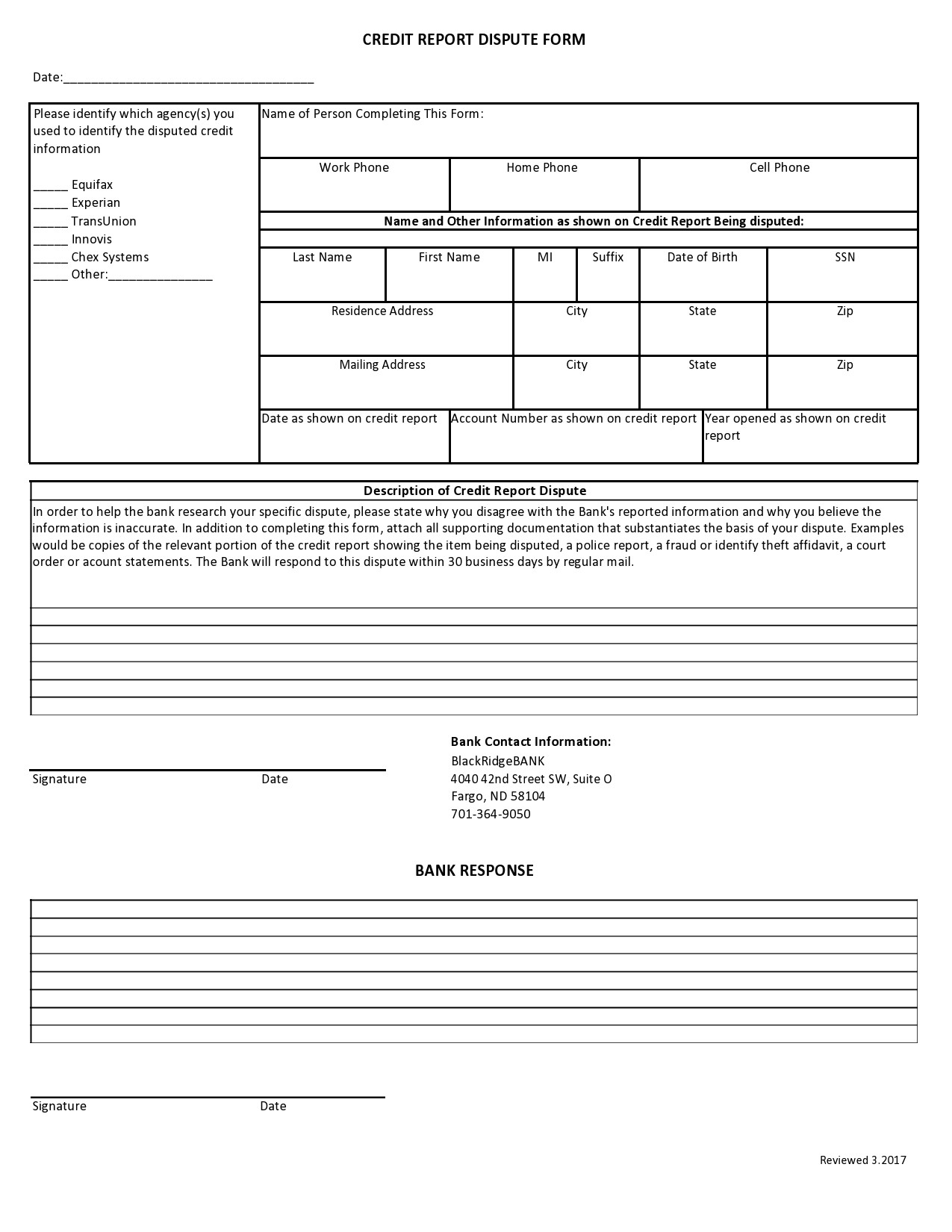 Free Printable Experian Dispute Form