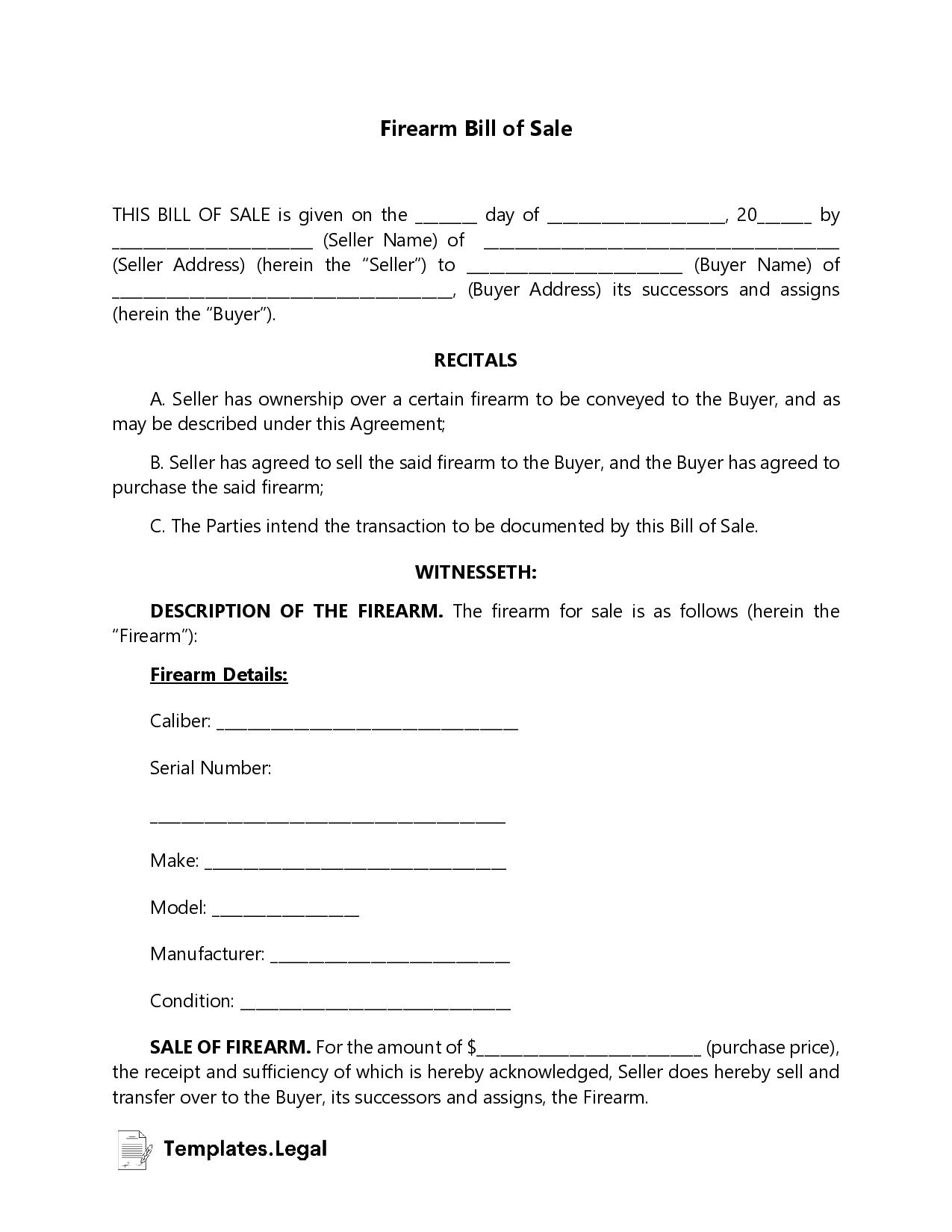 50 Free Bill Of Sale Templates Word PDF ODT 