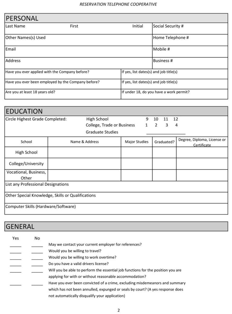 50 Free Employment Job Application Form Templates Printable TemplateLab
