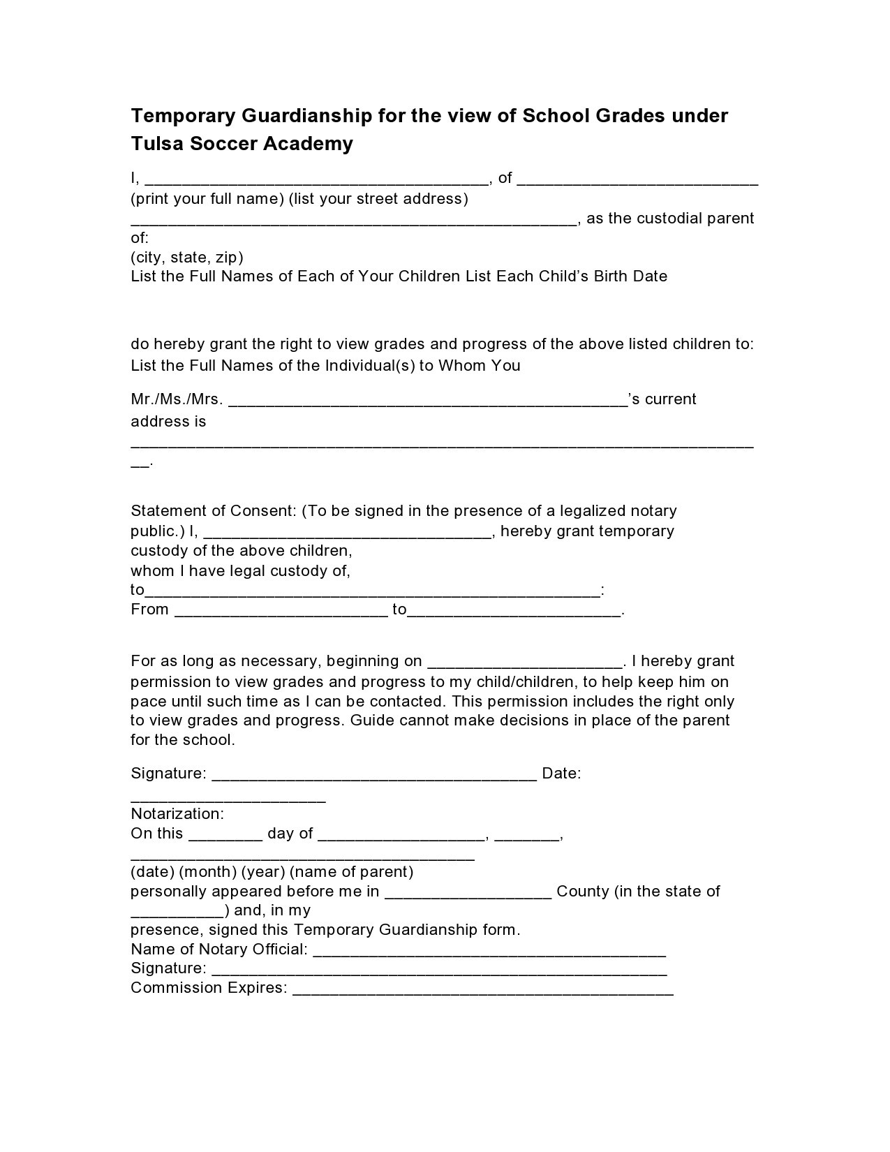 Free Printable Guardianship Over Elderly Forms Texas