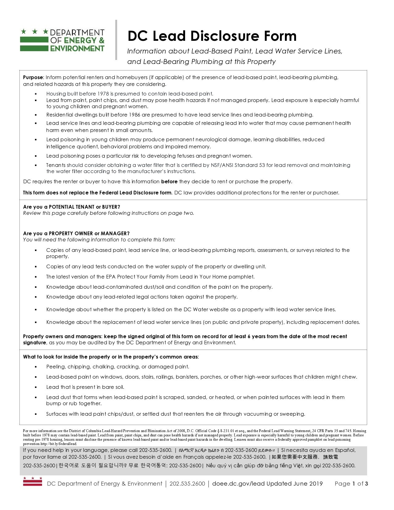 Free Printable Lead-Based Paint Disclosure Form