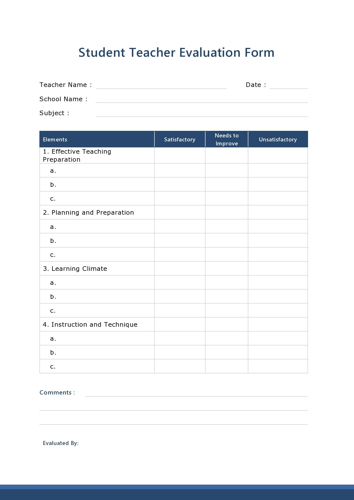 Free Printable Forms For Teachers
