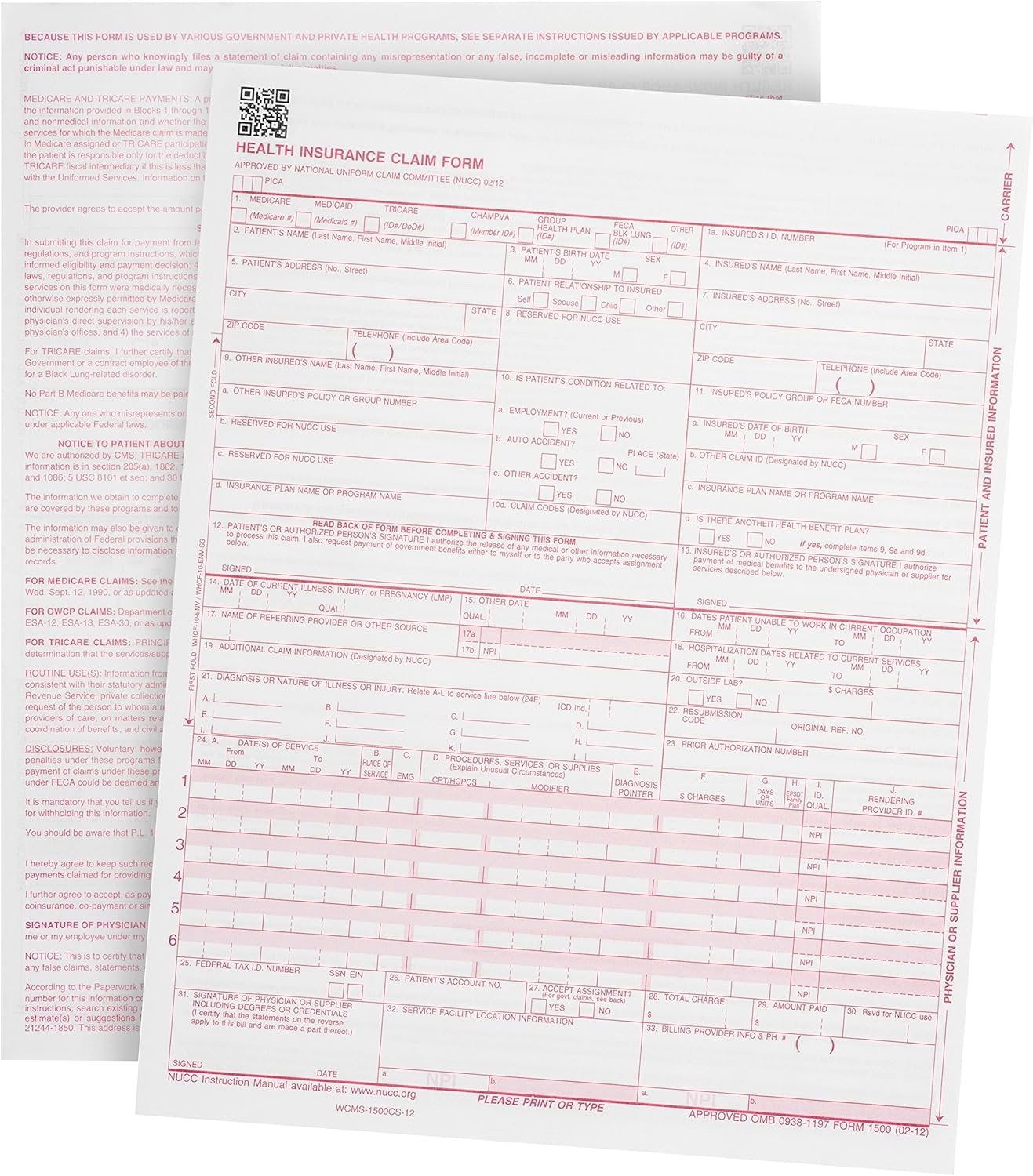 500 CMS 1500 Claim Forms HCFA 022012 New Version Qatar Ubuy