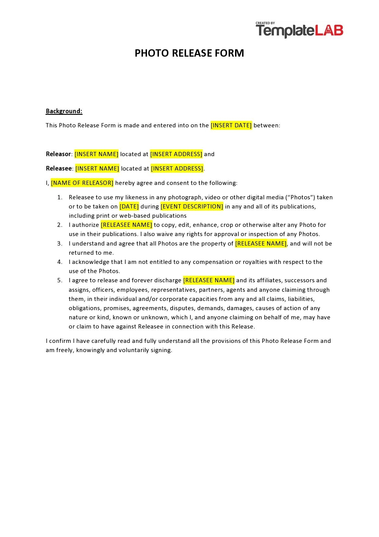 Free Printable Media Release Form