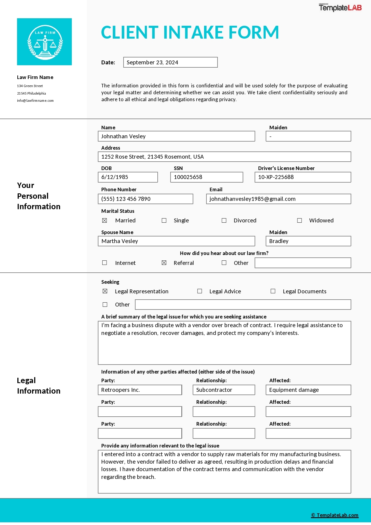 Free Printable Law Forms