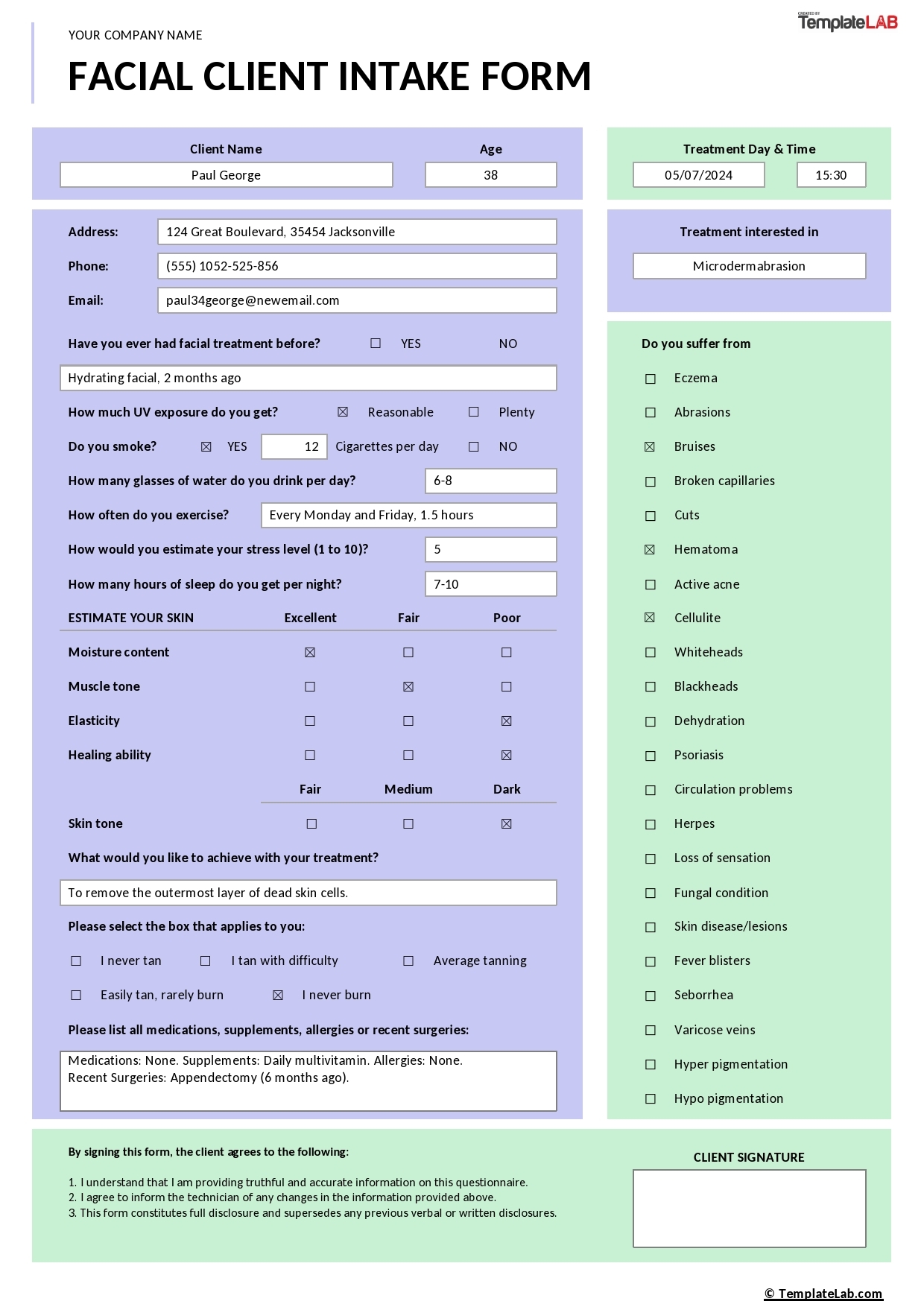 56 Printable Client Intake Forms FREE Templates TemplateLab