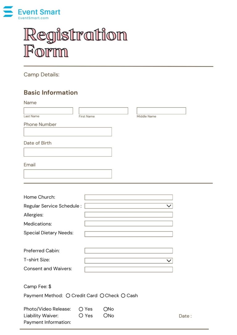 6 Church Event Registration Form Templates And Samples Event Smart
