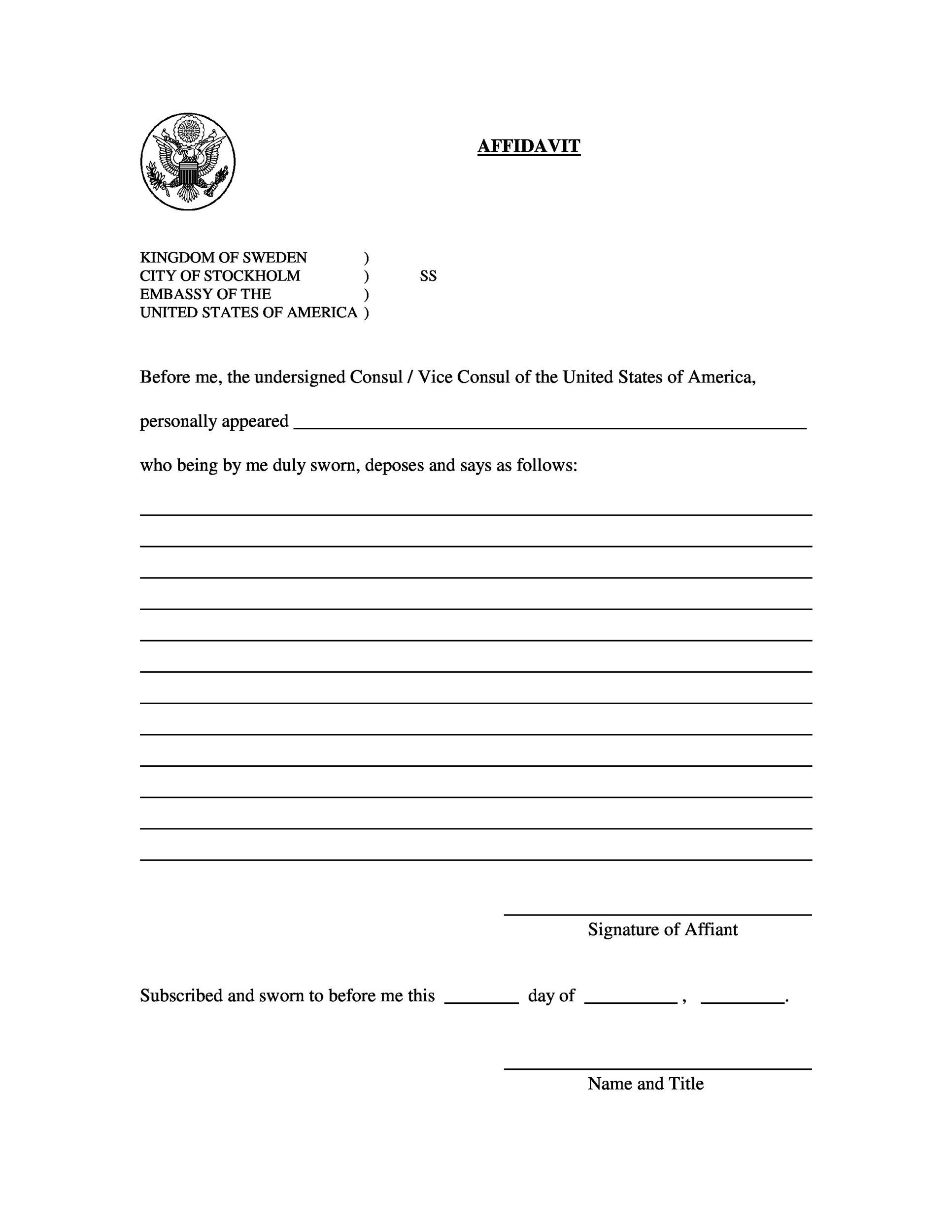 Free Printable Affidavit Statement Form