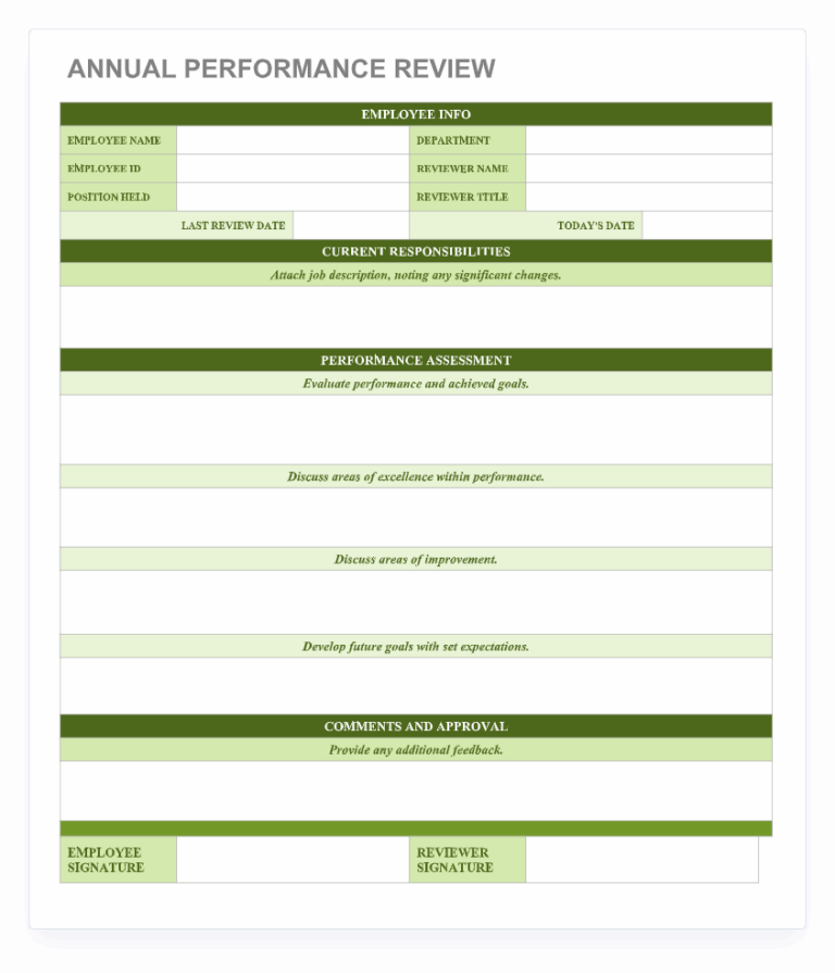 70 Free Employee Performance Review Templates Word PDF U0026 Excel Uptick