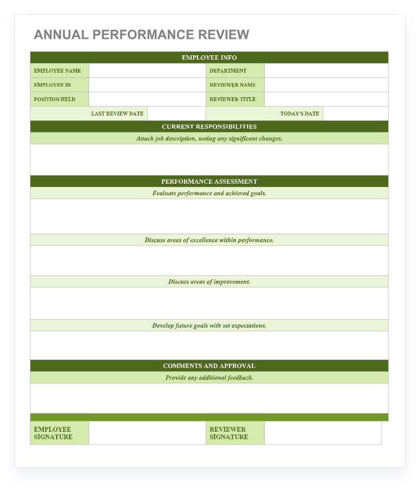 70 Free Employee Performance Review Templates Word PDF U0026 Excel Uptick