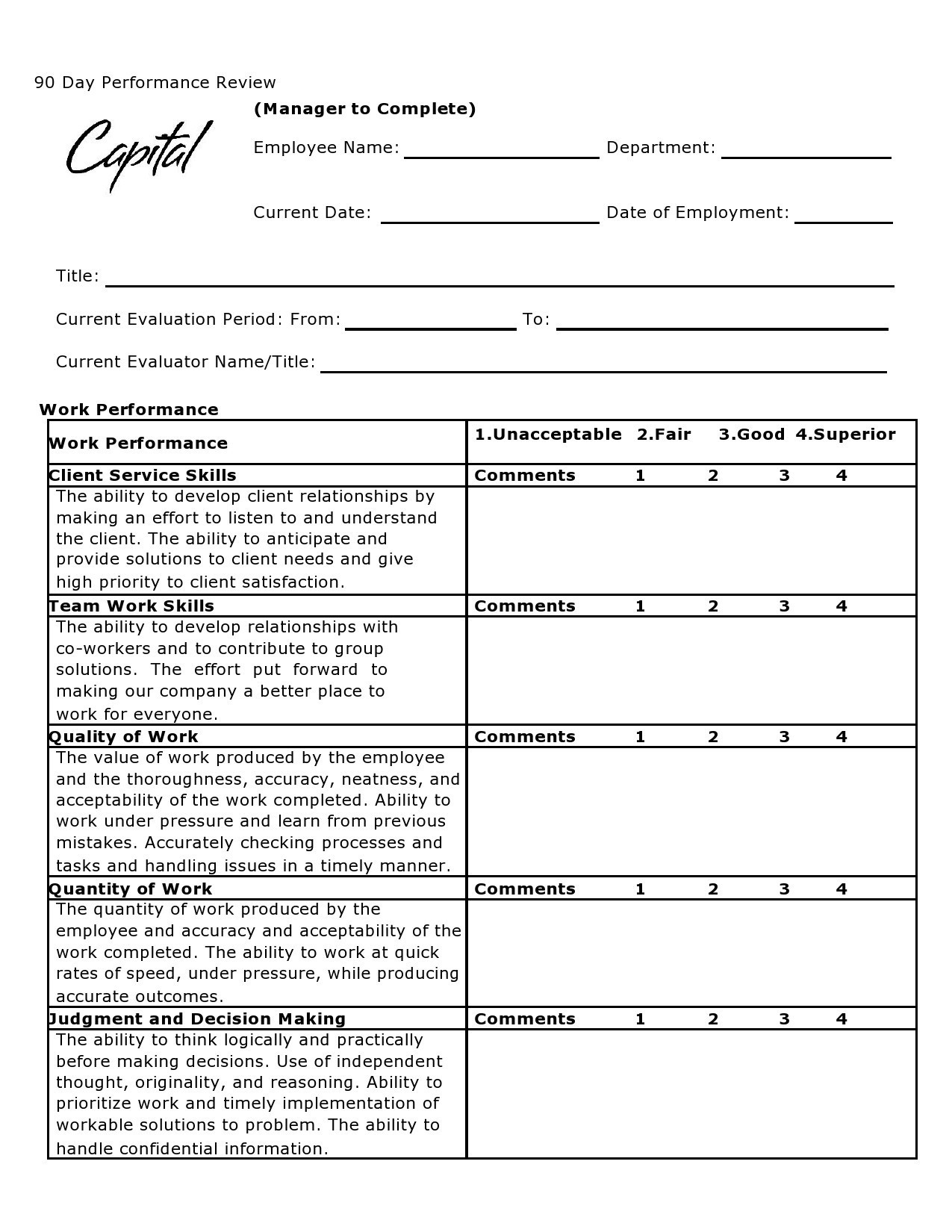 90 Day Review Templates u0026 Printable Examples TemplateLab