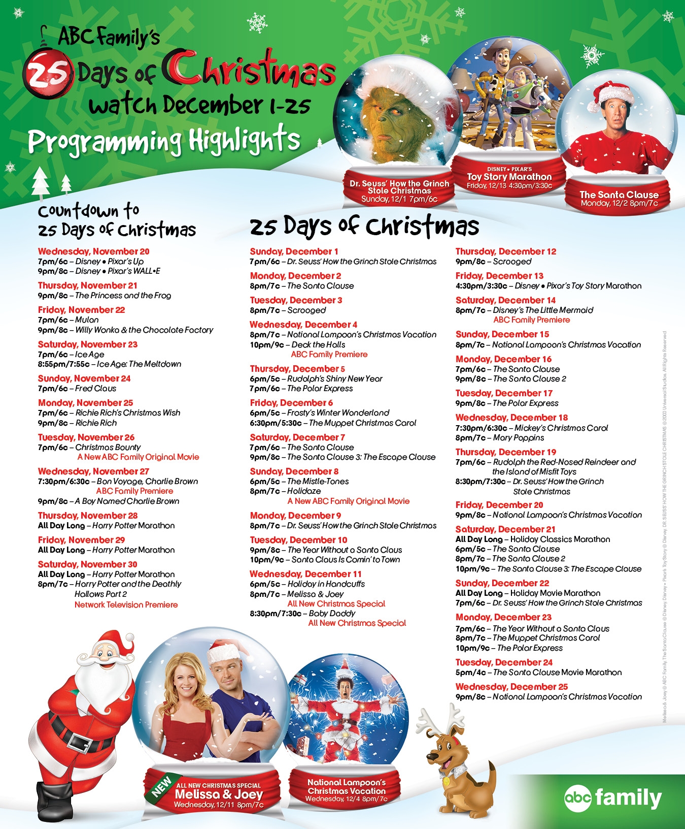 ABC Family s 25 Days Of Christmas 2013 Printable Schedule Free 