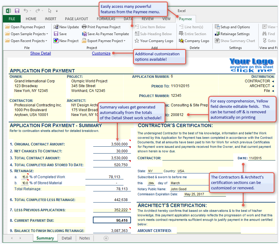 AIA G702 Software For Excel