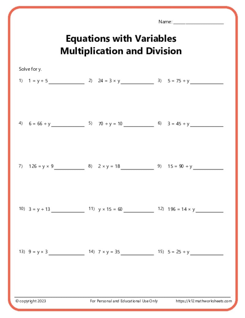Free Printable Math Worksheets Standard Form Algebra