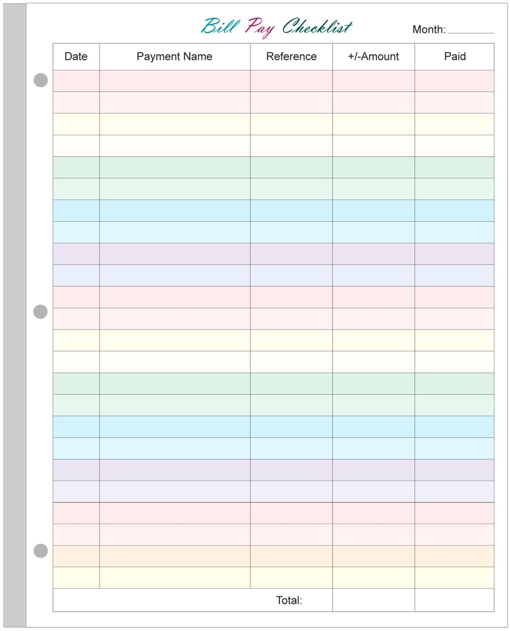 Amazon A4 Bill Payment Checklist Refills Paper 3 Hole Punched Loose Leaf Budget Planner Refill 50 Sheets 100 Pages Colorful Monthly Budget Forms 100 Gsm White Paper 8 5