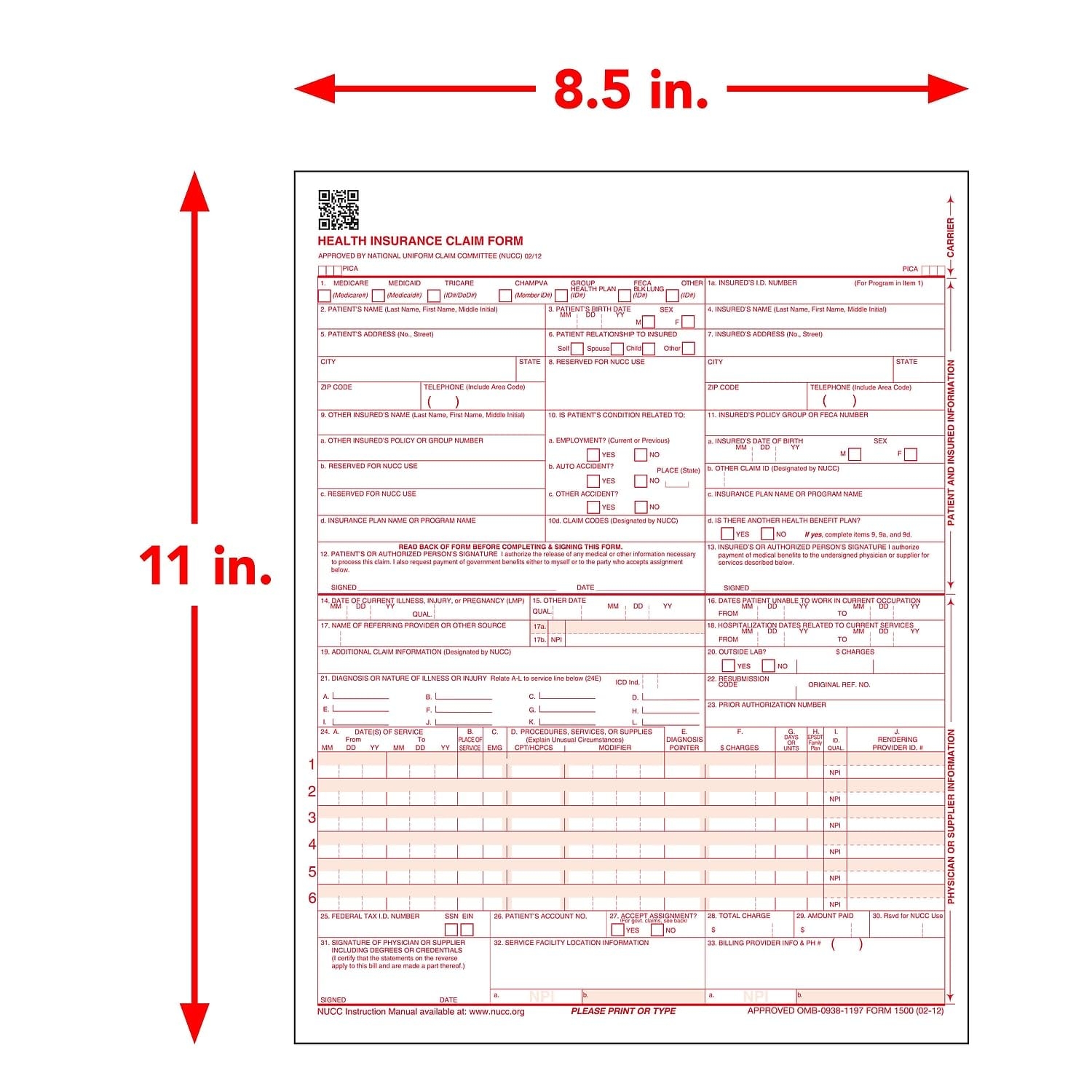 Amazon ComplyRight 02 12 Version CMS 1500 Health Insurance Claims 2500 Pack CMS12LC Office Products