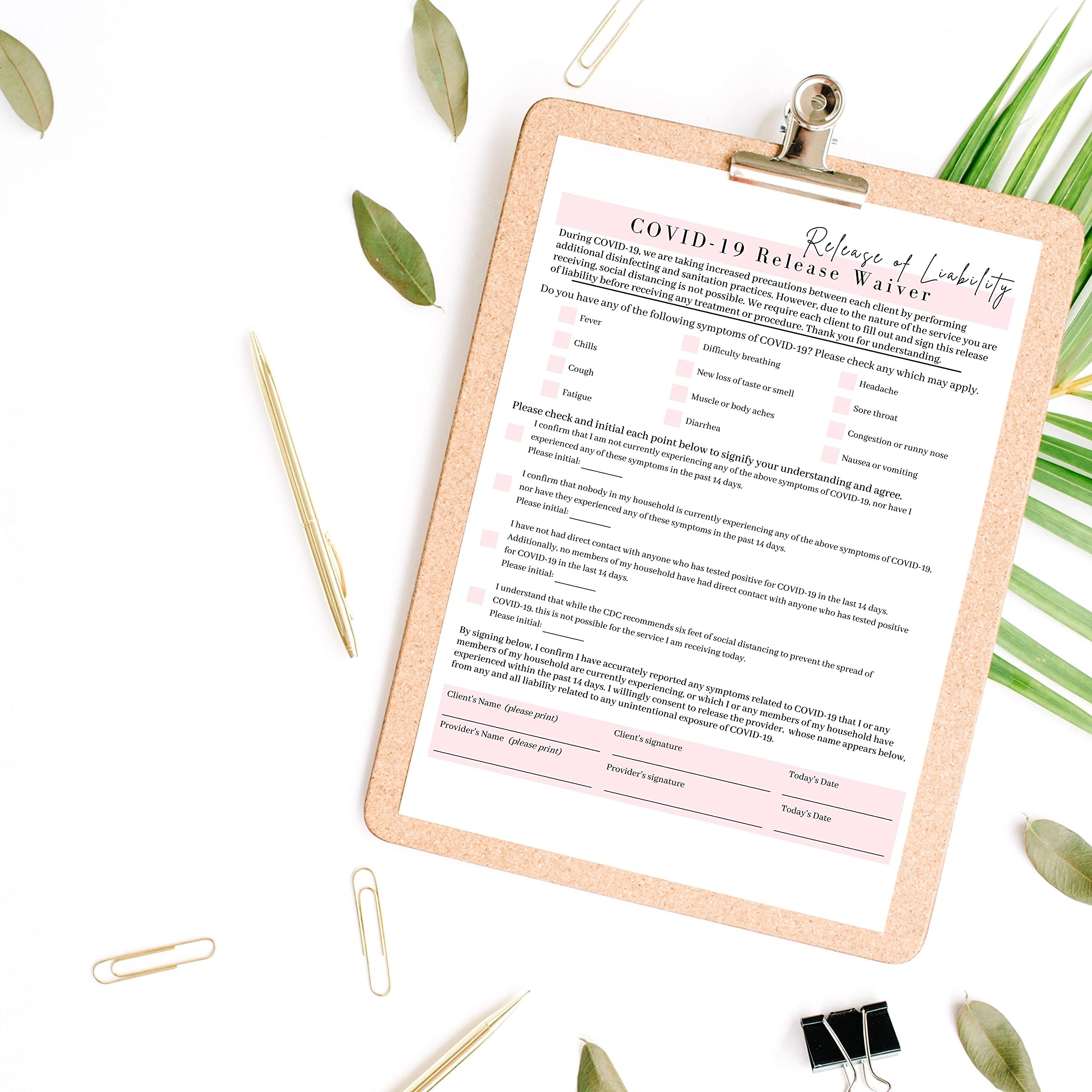 Free Covid-19 Waiver Forms Printable