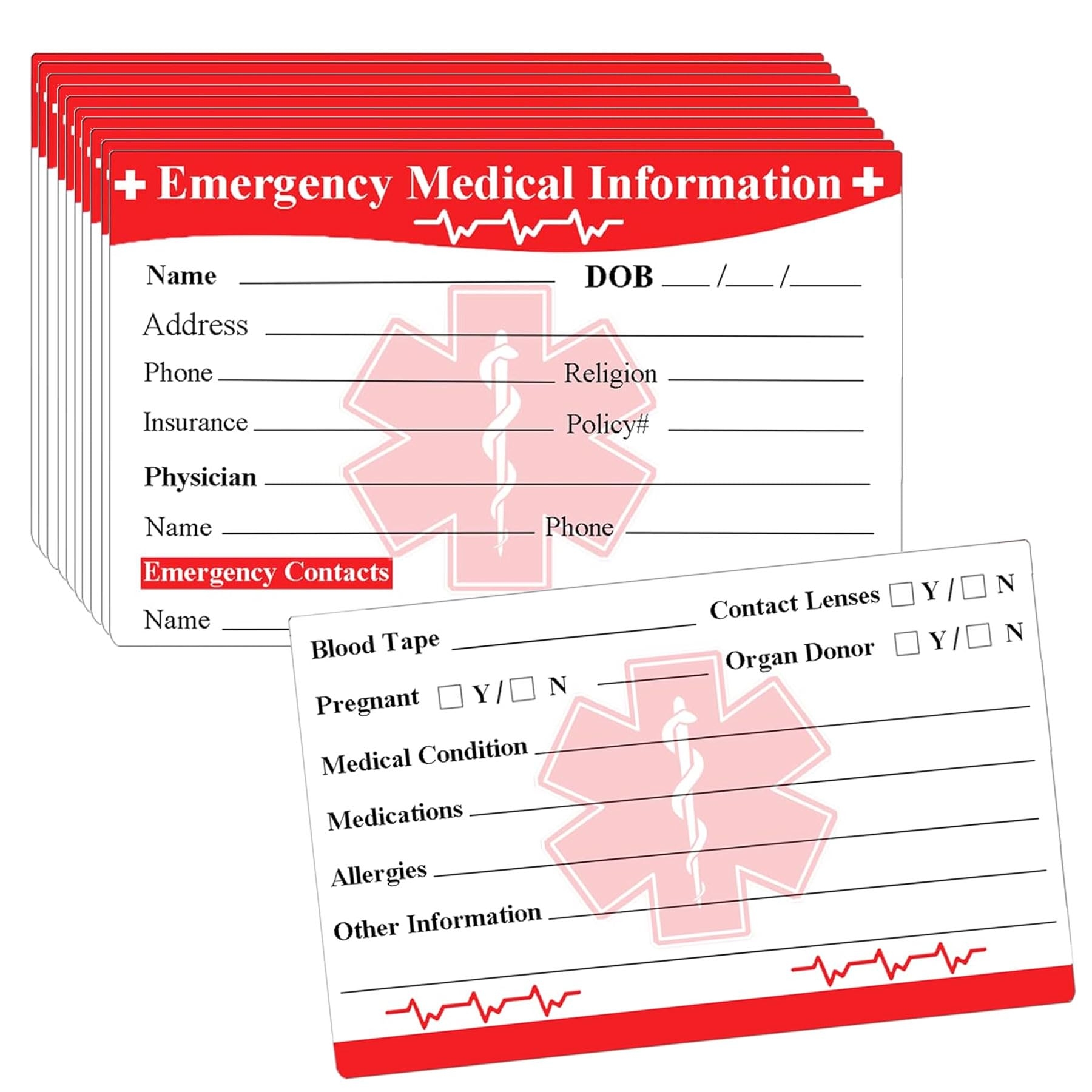 Amazon Emergency Medical Information ID Card 25 Pcs Emergency Contact ID Wallet Card Medical Alert Card For Medical Information In Case Of An 