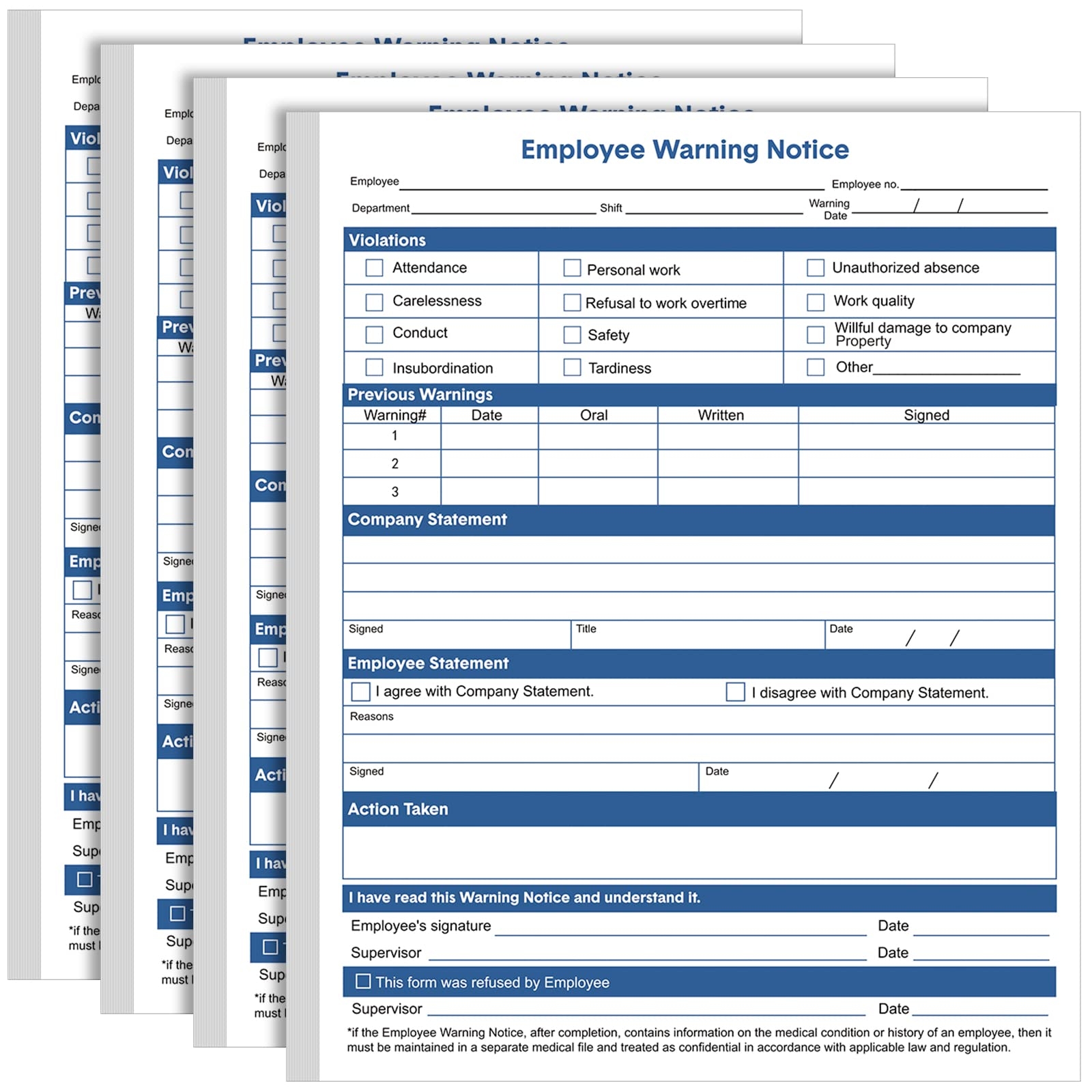Printable Free Employee Warning Form
