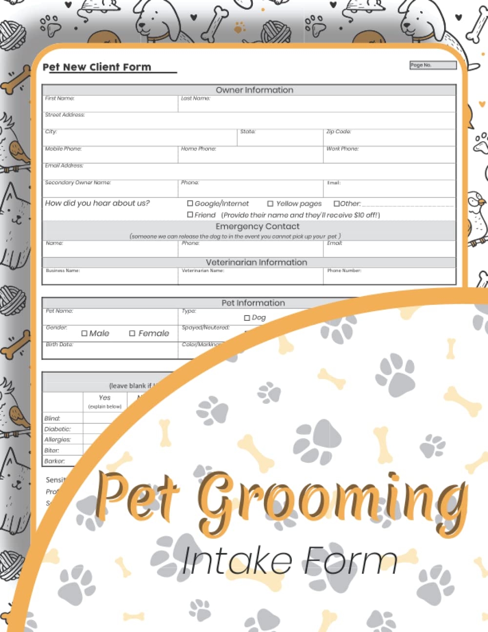 Amazon Pet Grooming Intake Form Book For Pet Grooming Dog Grooming Registration Template New Client Intake 8 5 X 11 109 Pages Publishing Pet Hikk Books