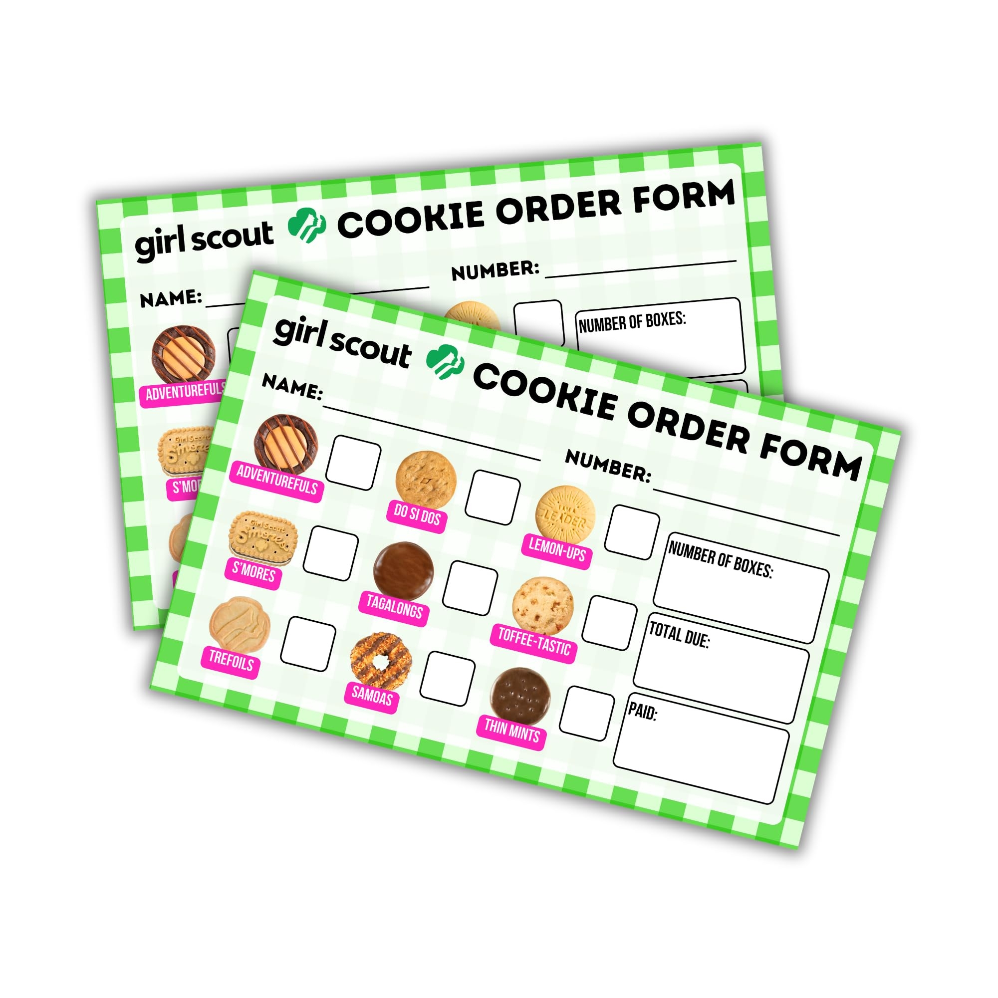 Amazon Scout Cookie Order Forms 50 Pk 5 5 X 8 5 Papers Green Checkered Thanks For Supporting Troop Number Enjoy Your Girl Cookies Troop Leader 