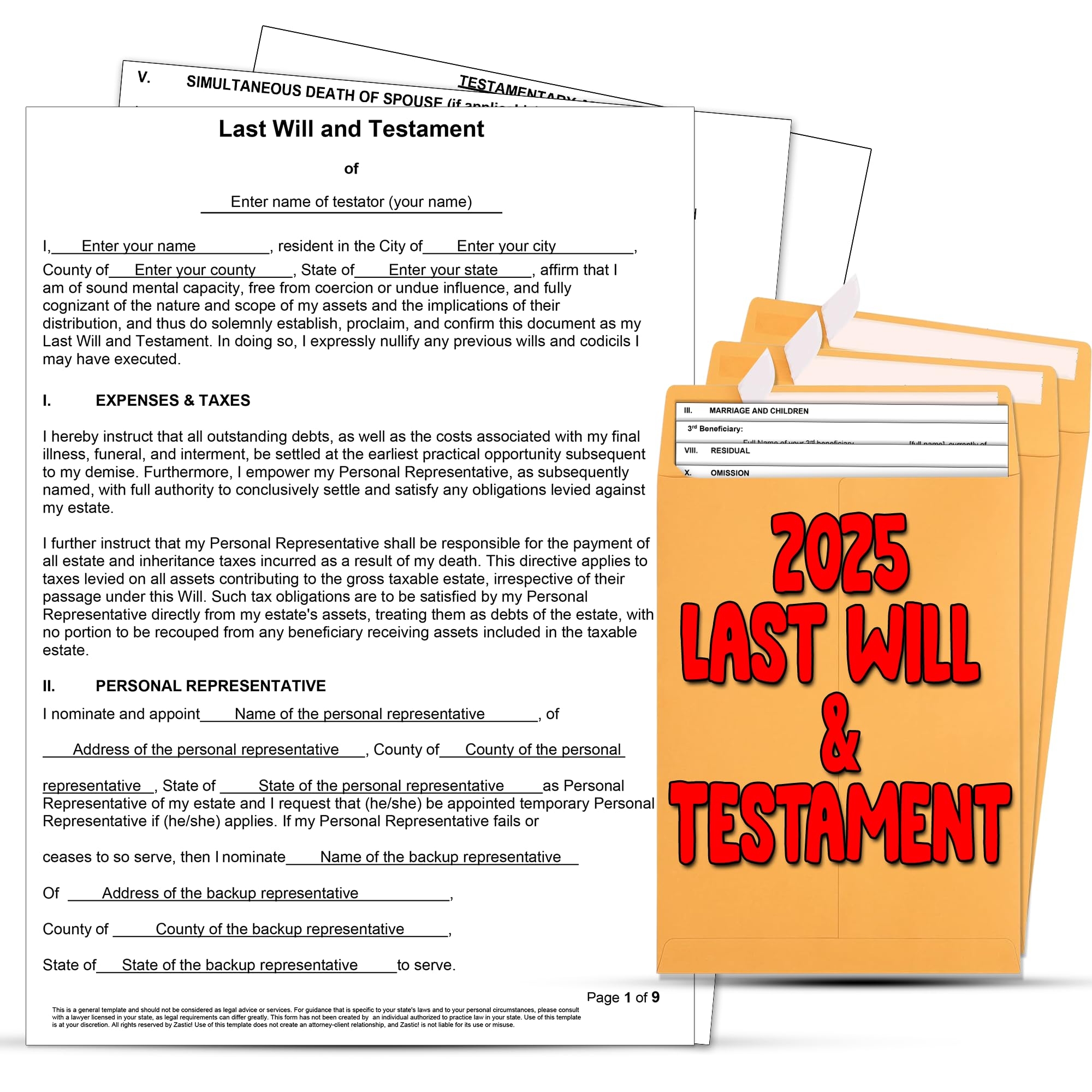 Printable Last Will And Testament Forms Free