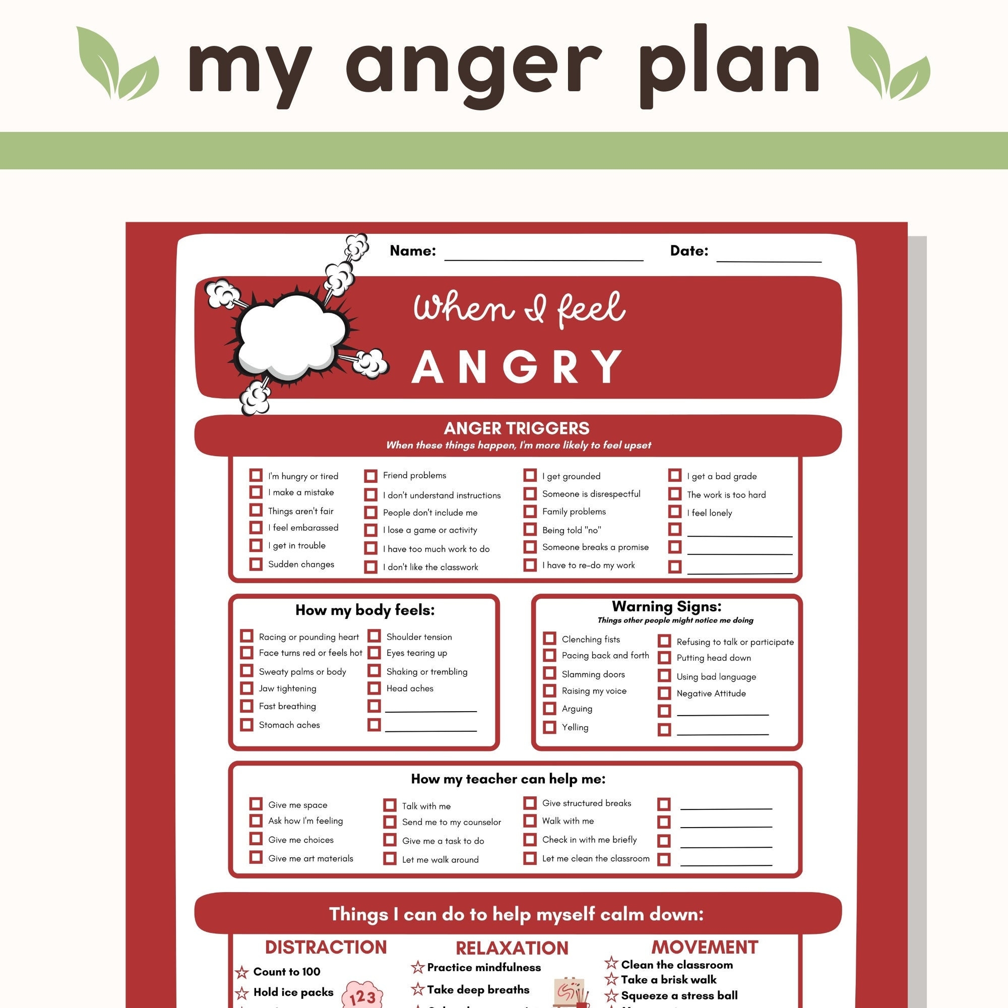 Anger Management Forms For Adults Free Printable