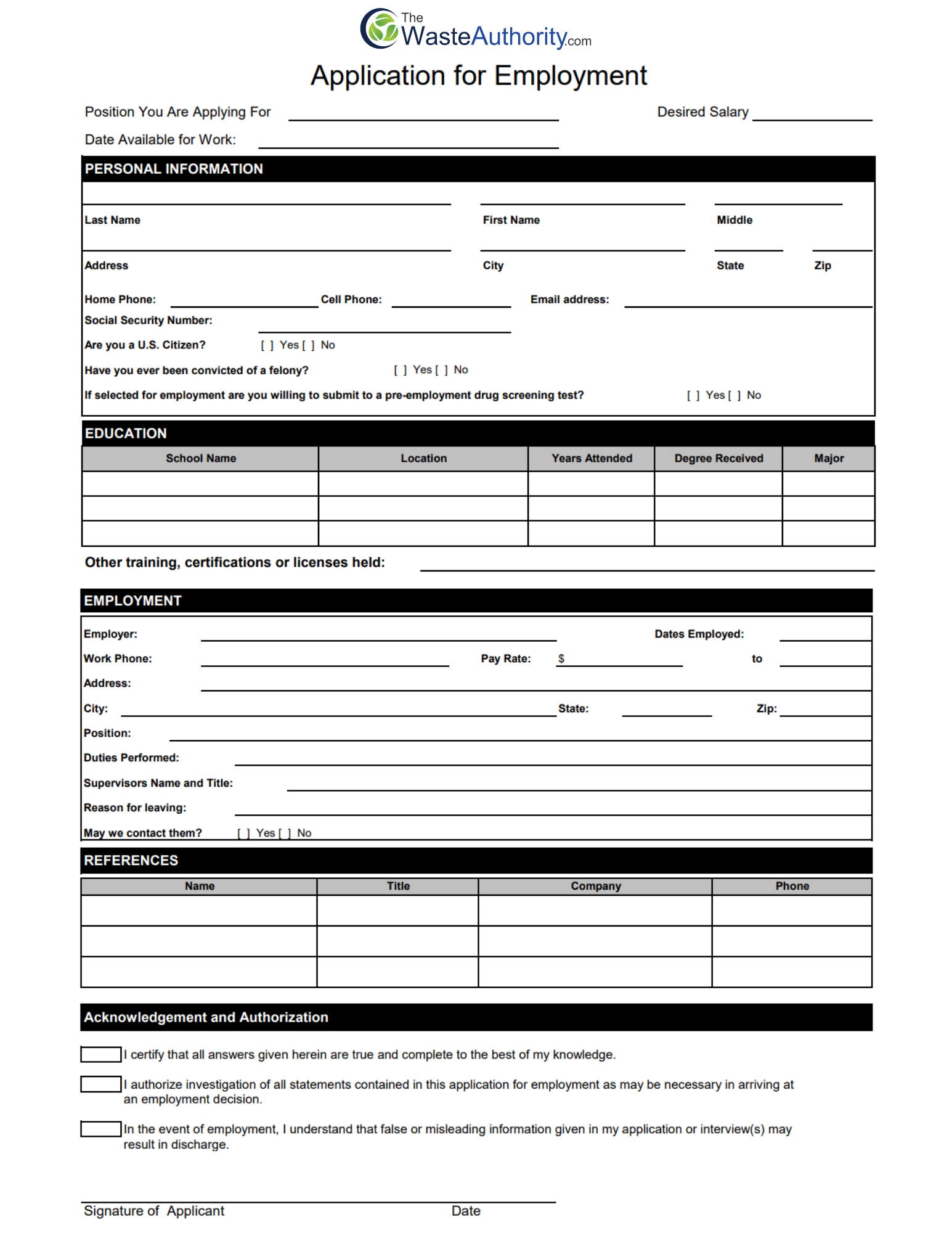 Apply For A Job The Waste Authority Worksheets Library