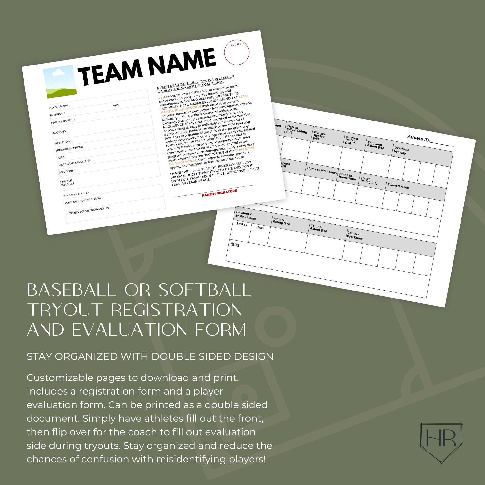 Free Printable Baseball Tryout Evaluation Form
