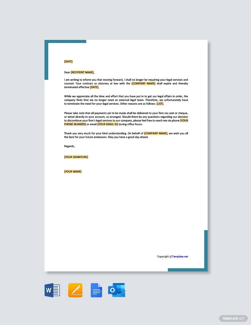 Attorney Termination Letter Template In Google Docs Pages Word Outlook PDF Download Template
