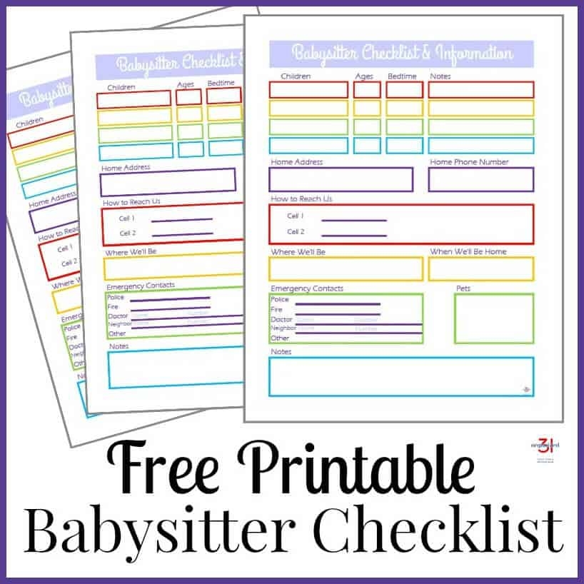 Babysitter Information Sheet Free Printable Organized 31