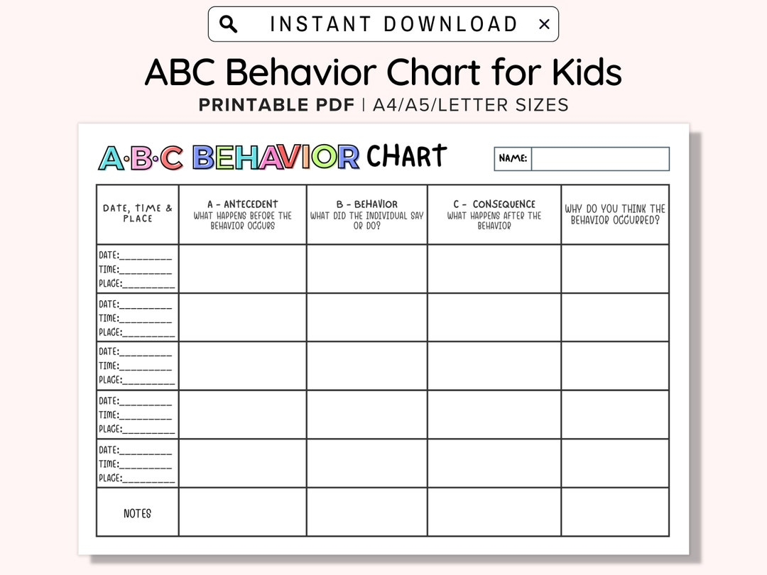 Behavior Chart For Kids Behavior Chart Behavior Reward Chart Printable Behavior Chart Good Behavior Chart Classroom Behavior Chart Etsy