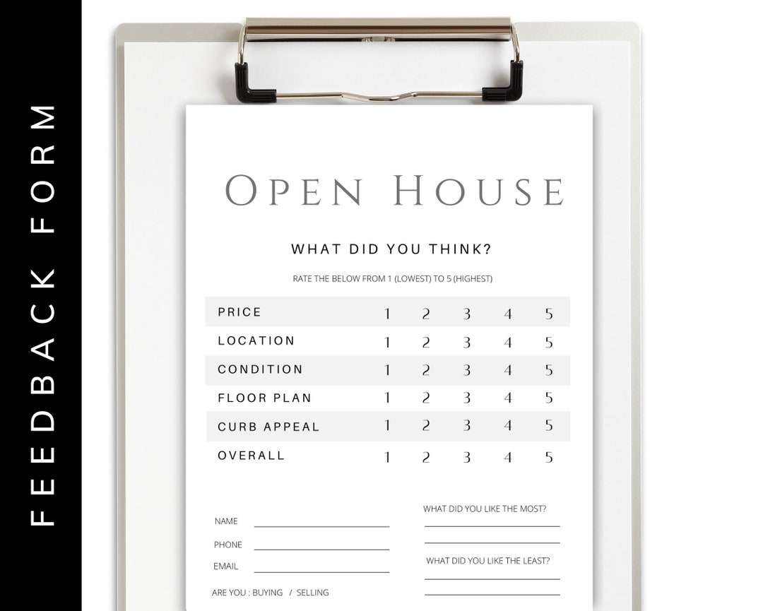 Best Seller Open House Feedback Form Editable Sheets Template Real Estate Marketing Canva Template Realtor Open House Flyers Etsy