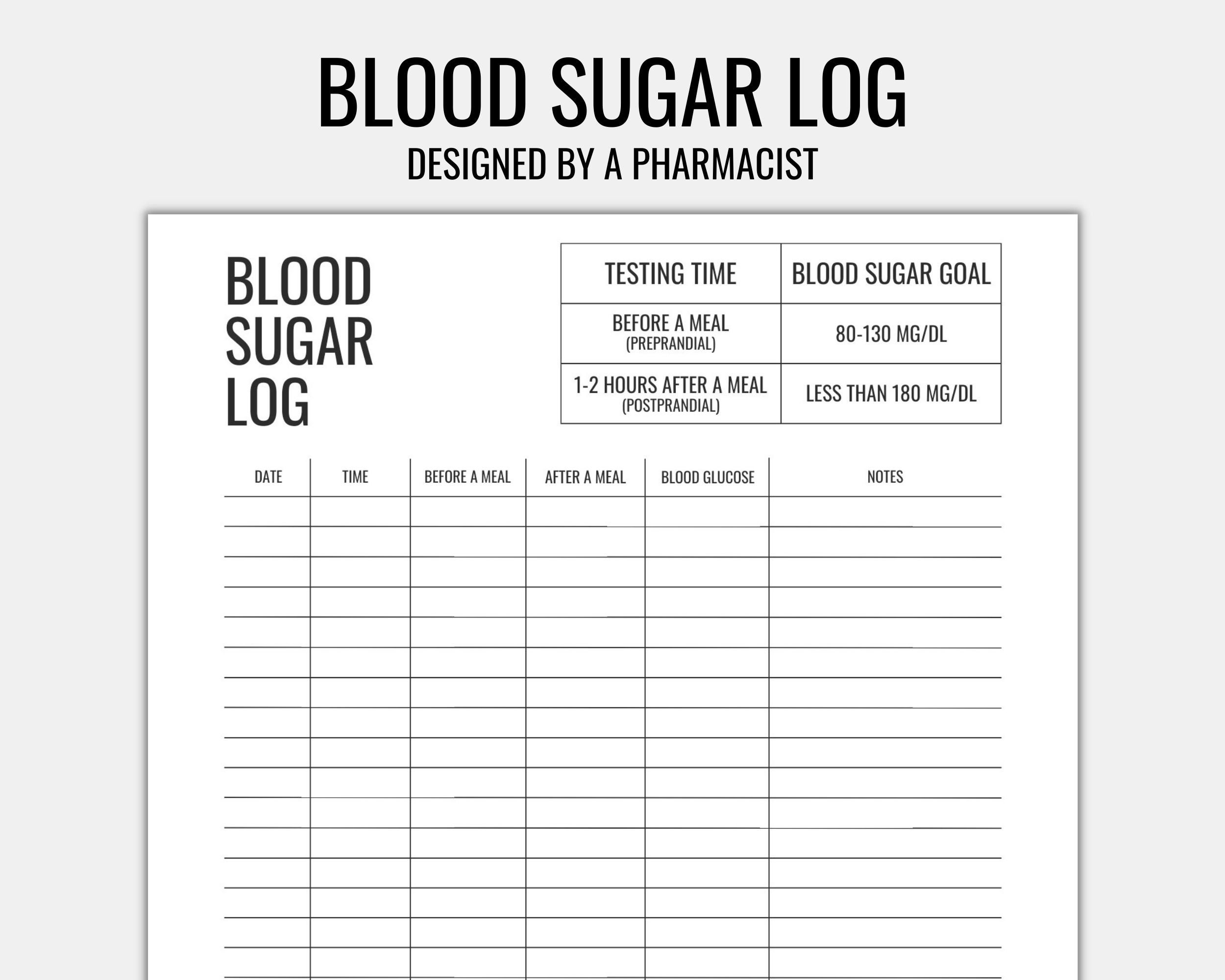 Free Printable Medical Forms Blood Sugar Tracker