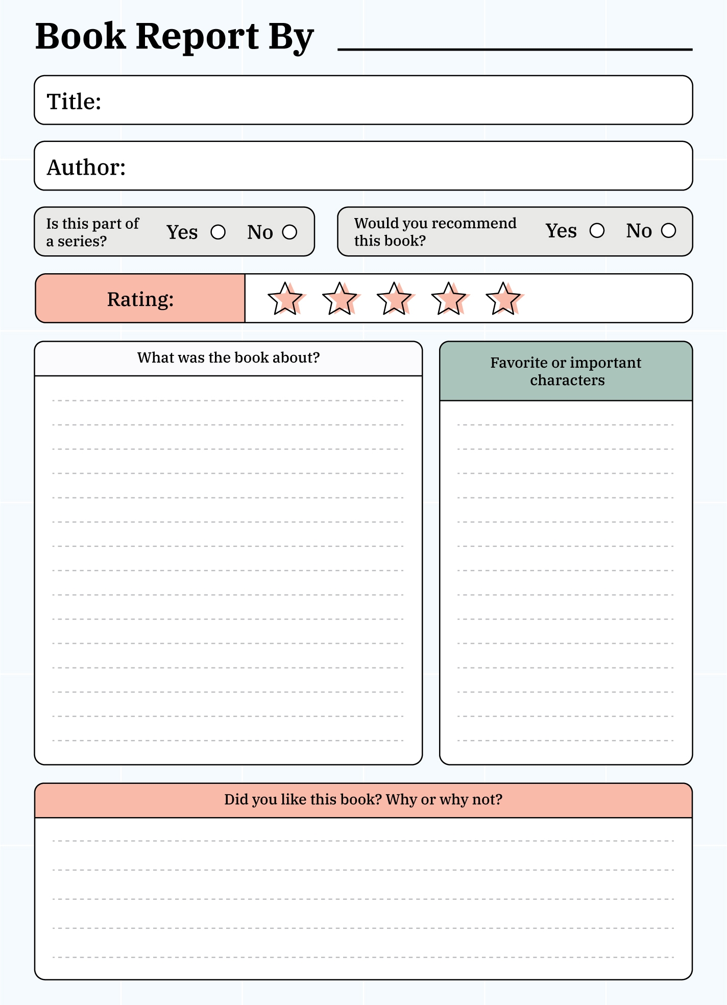 Book Report 3rd Grade Free Google Docs Template Gdoc io